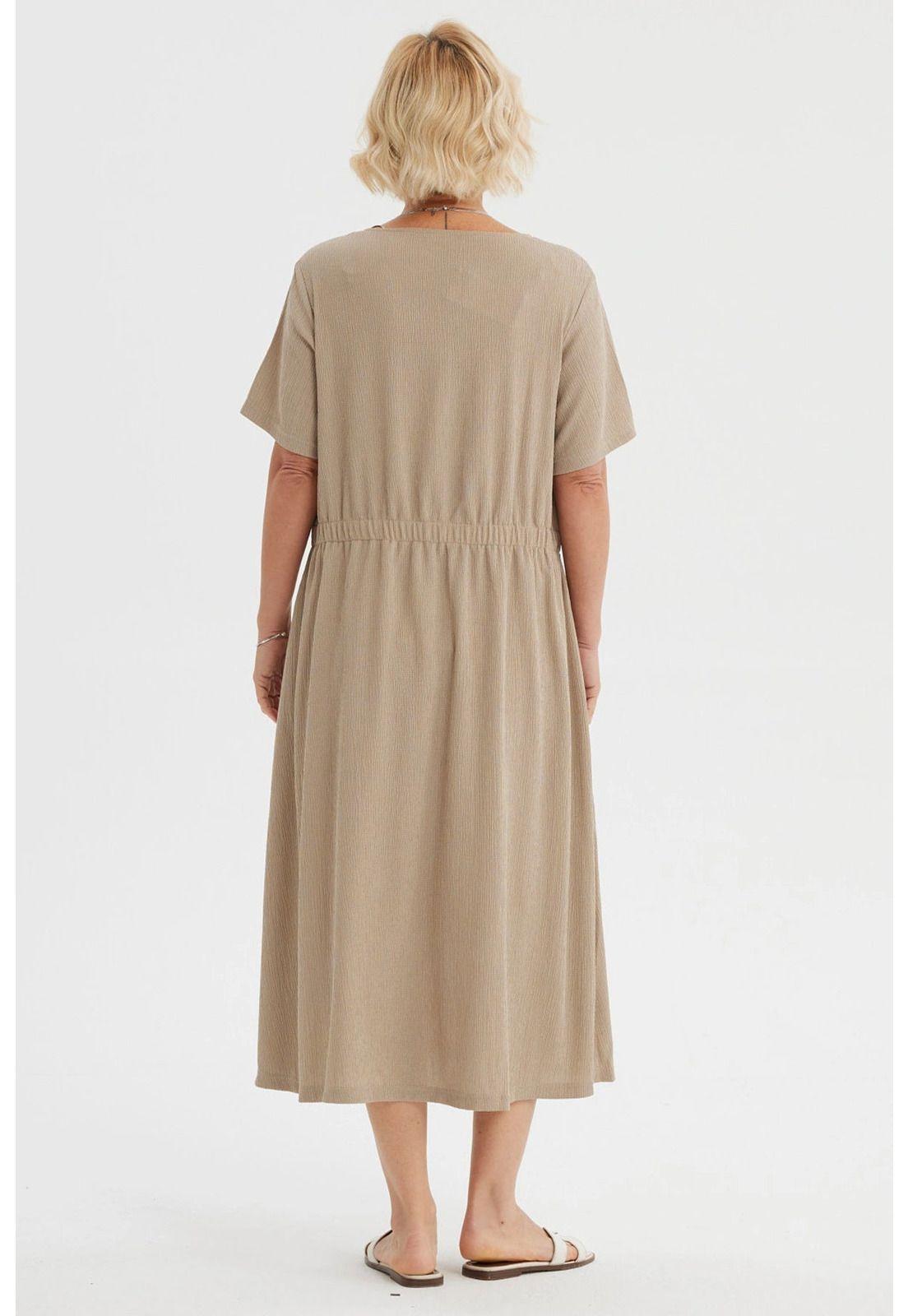 Vestido Mujer Botones Arena-1