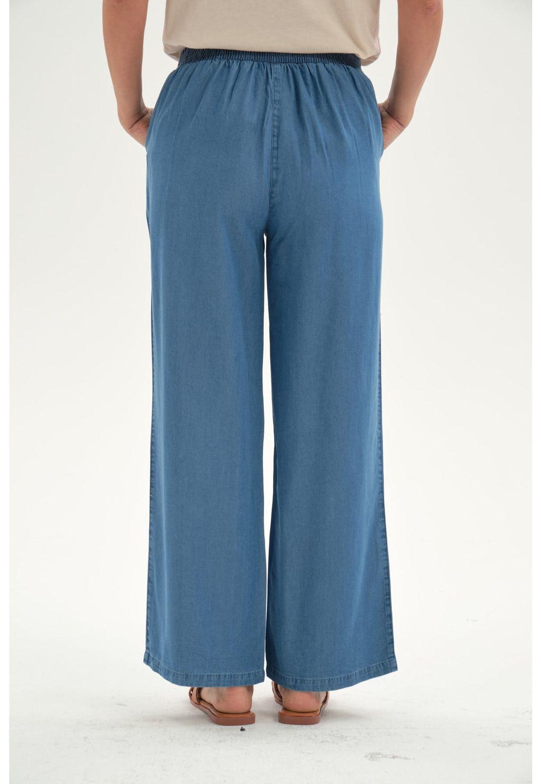 Jeans Mujer Tencel Pretina Elasticada Azul Claro-2