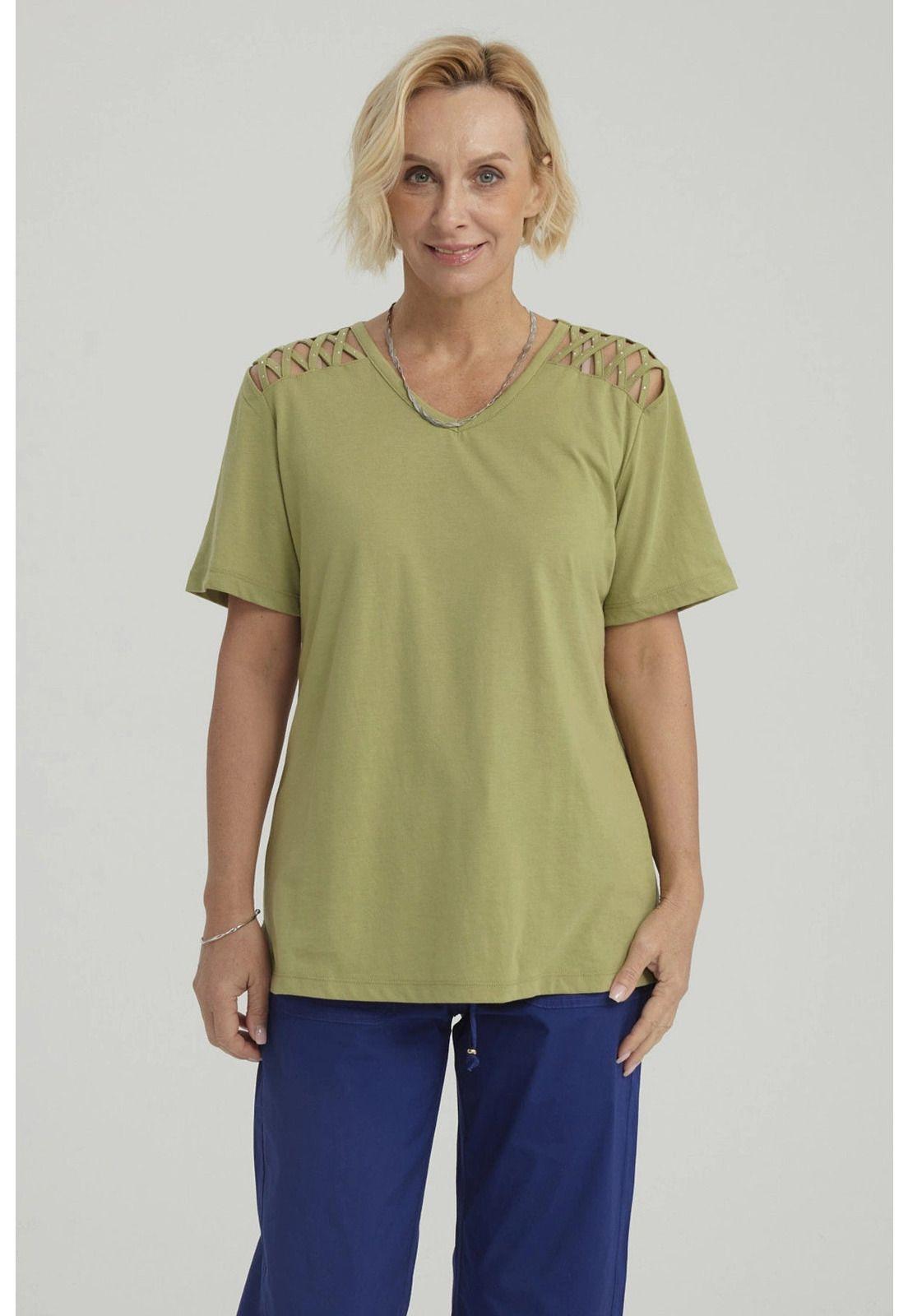 Polera Mujer Detalle Hombro Verde Claro-4