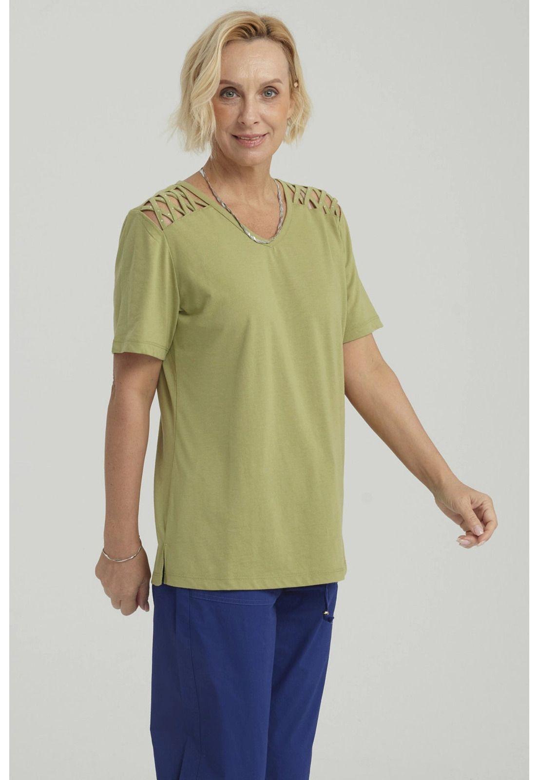Polera Mujer Detalle Hombro Verde Claro-5