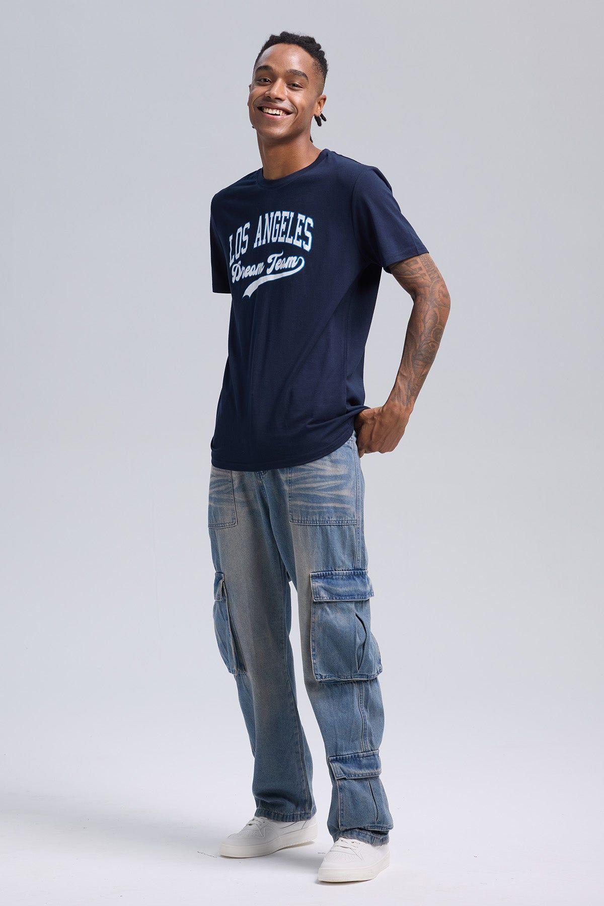 Polera Hombre Print Posicional Azul-3