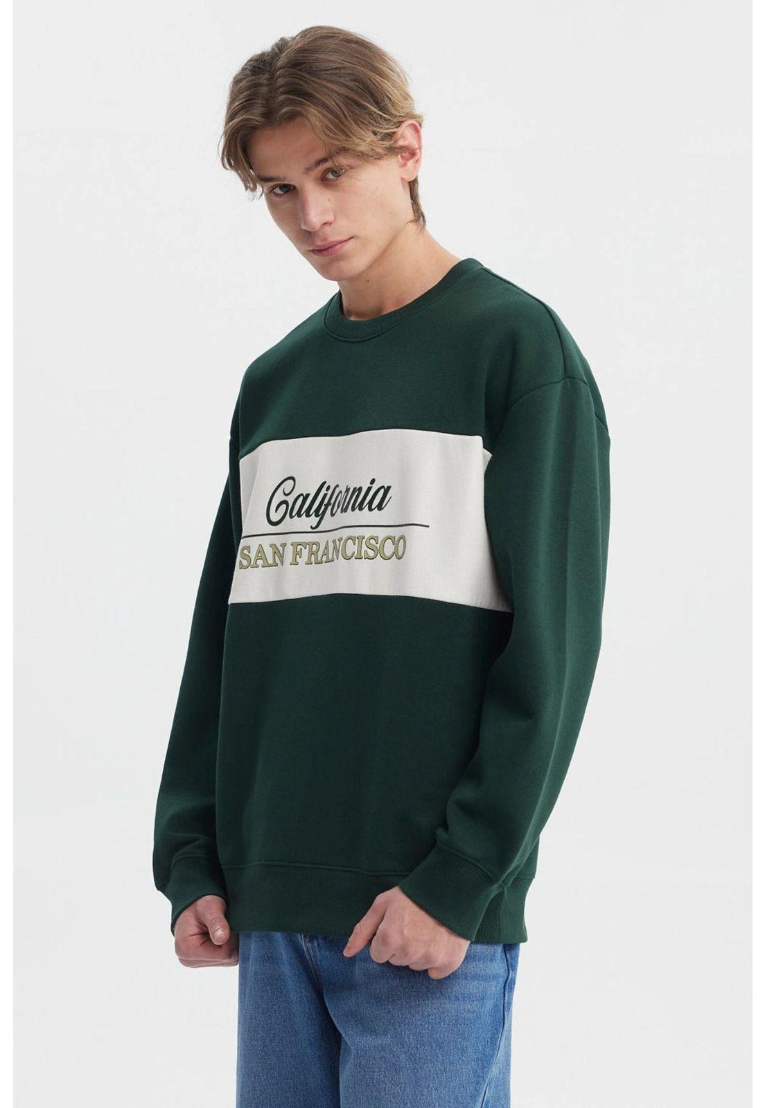 Polerón Hombre Oversize Cuello Redondo Verde-1