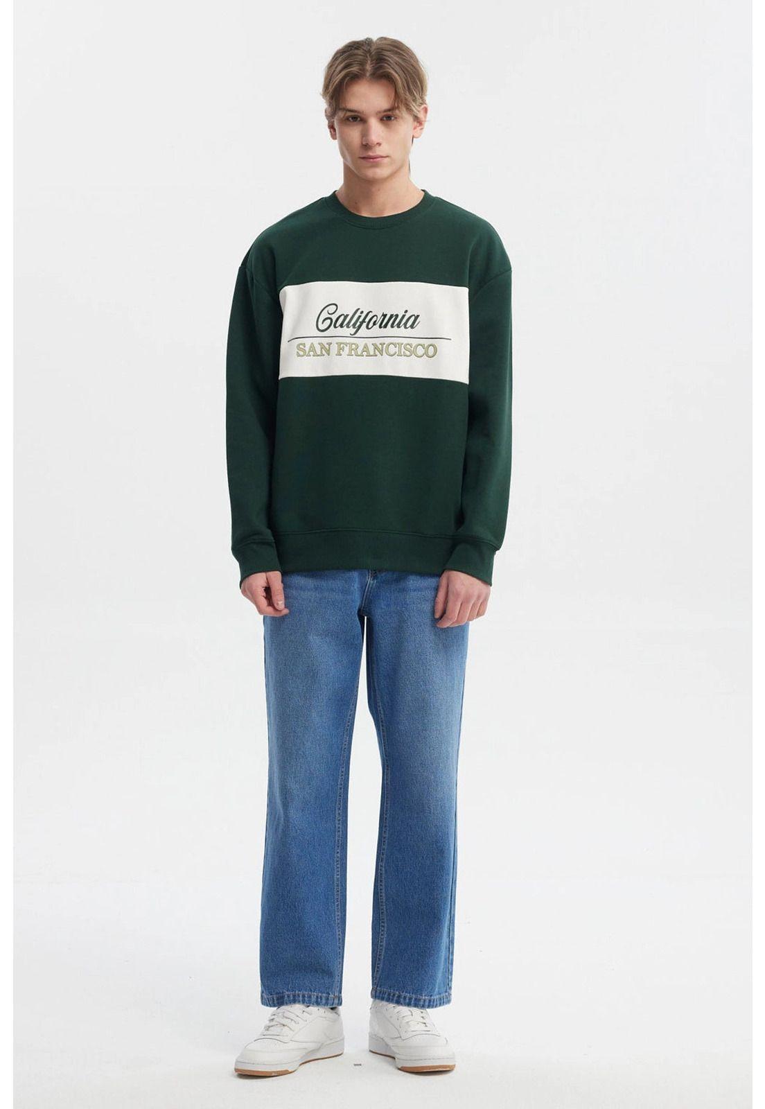 Polerón Hombre Oversize Cuello Redondo Verde-3