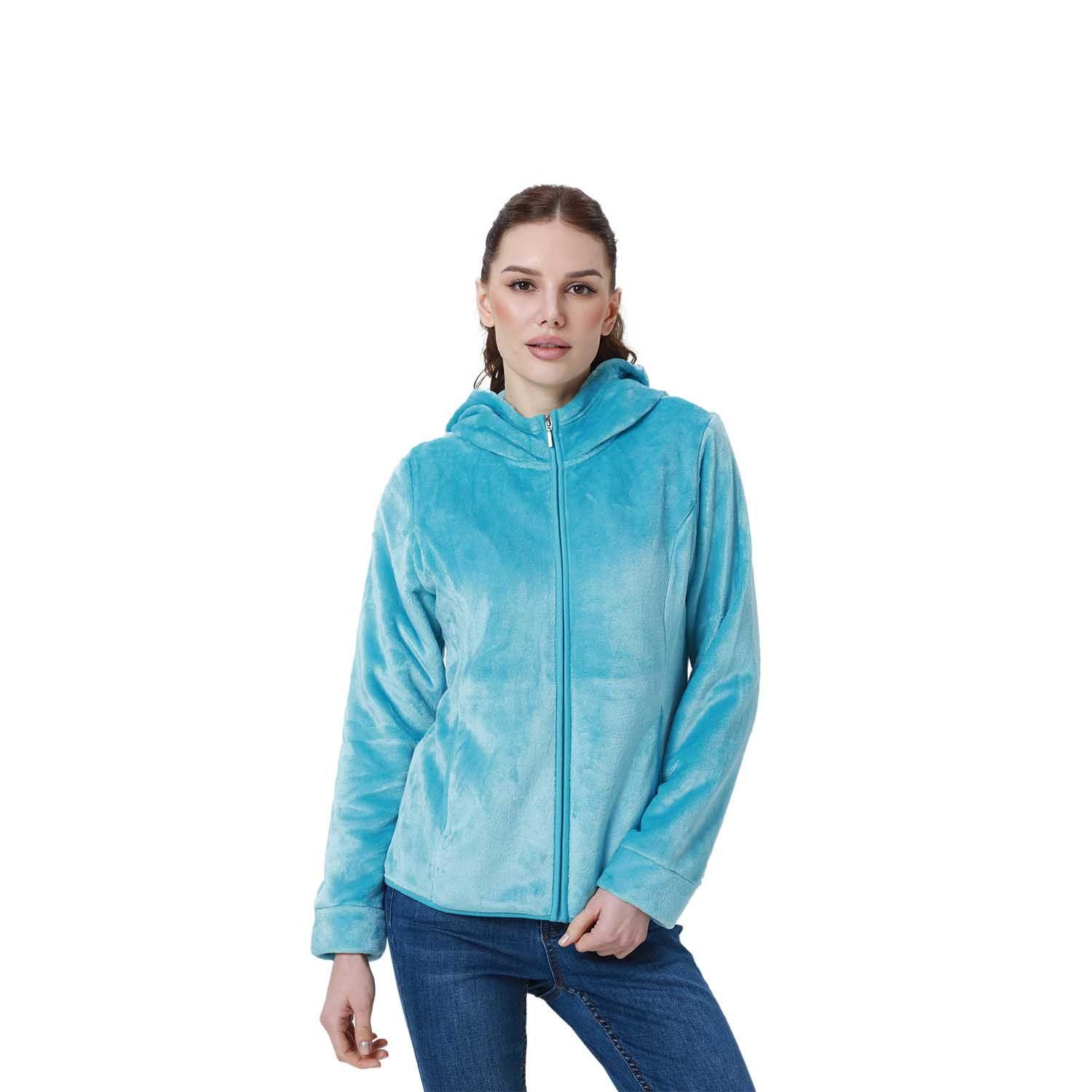 Polar Mujer Básico Full Zipper Celeste Oscuro-0