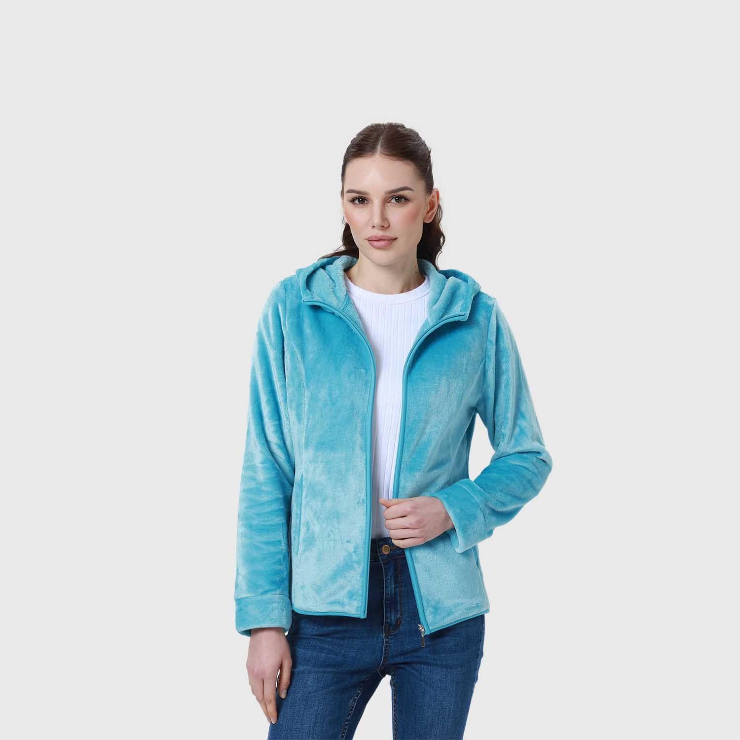 Polar Mujer Básico Full Zipper Celeste Oscuro-2