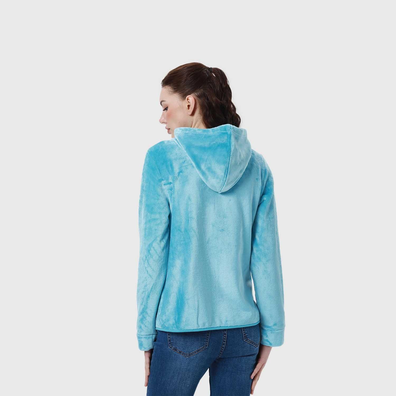 Polar Mujer Básico Full Zipper Celeste Oscuro-5