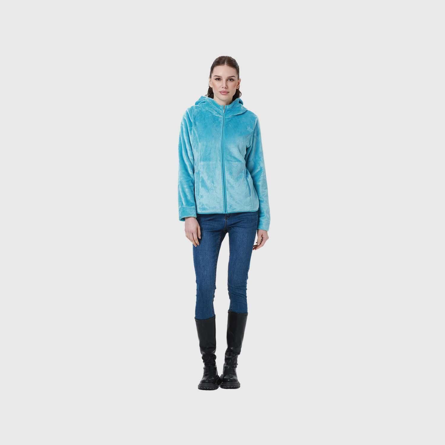 Polar Mujer Básico Full Zipper Celeste Oscuro-6