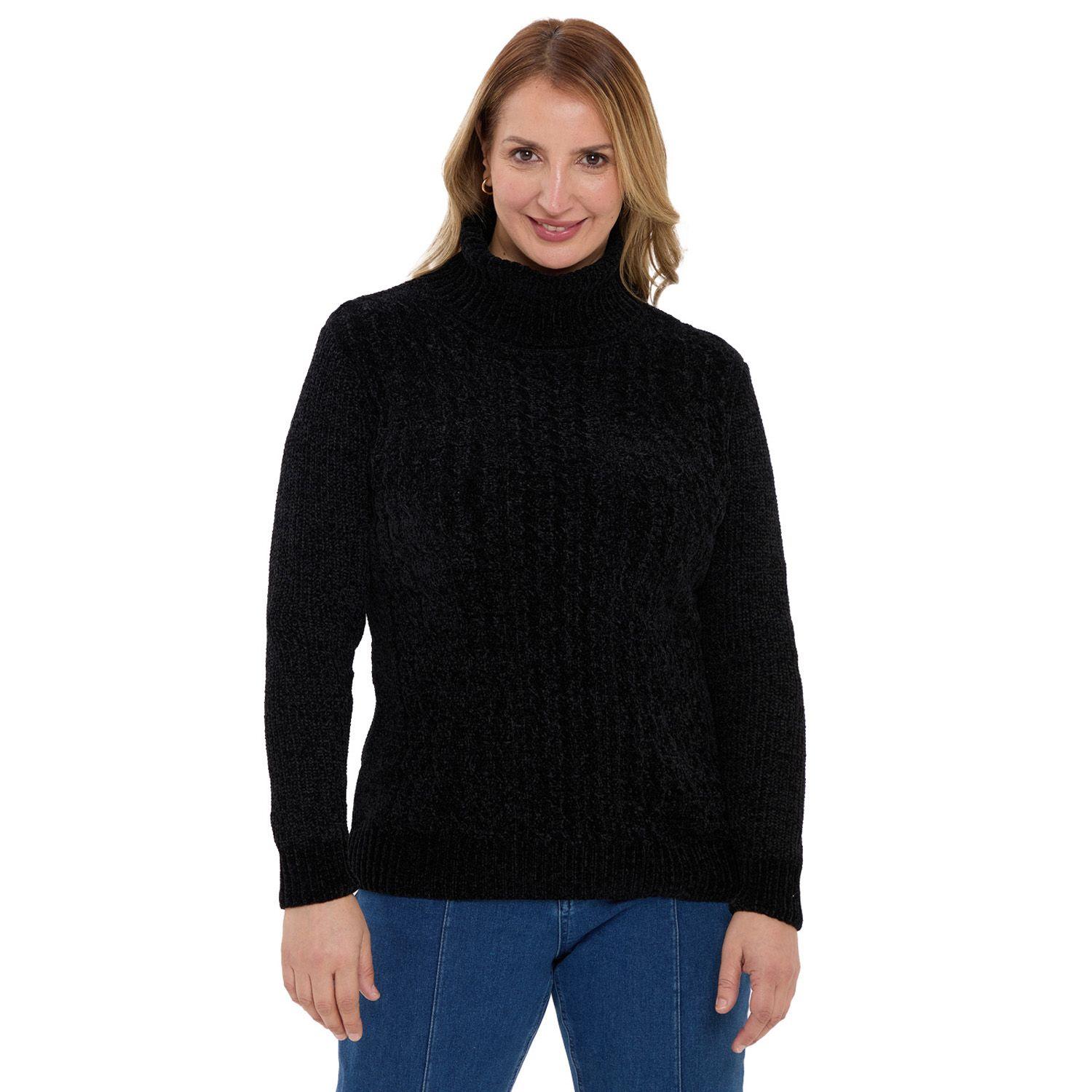 Sweater Mujer Trenzado Casual Negro-0