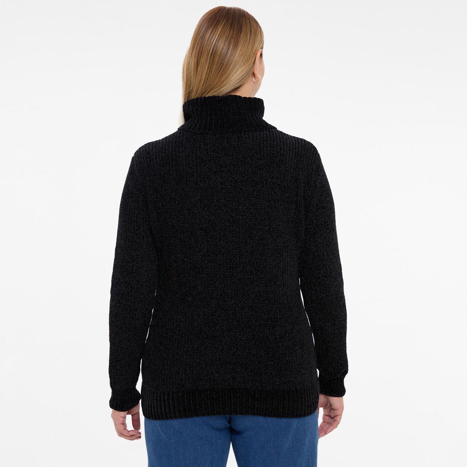 Sweater Mujer Trenzado Casual Negro-2