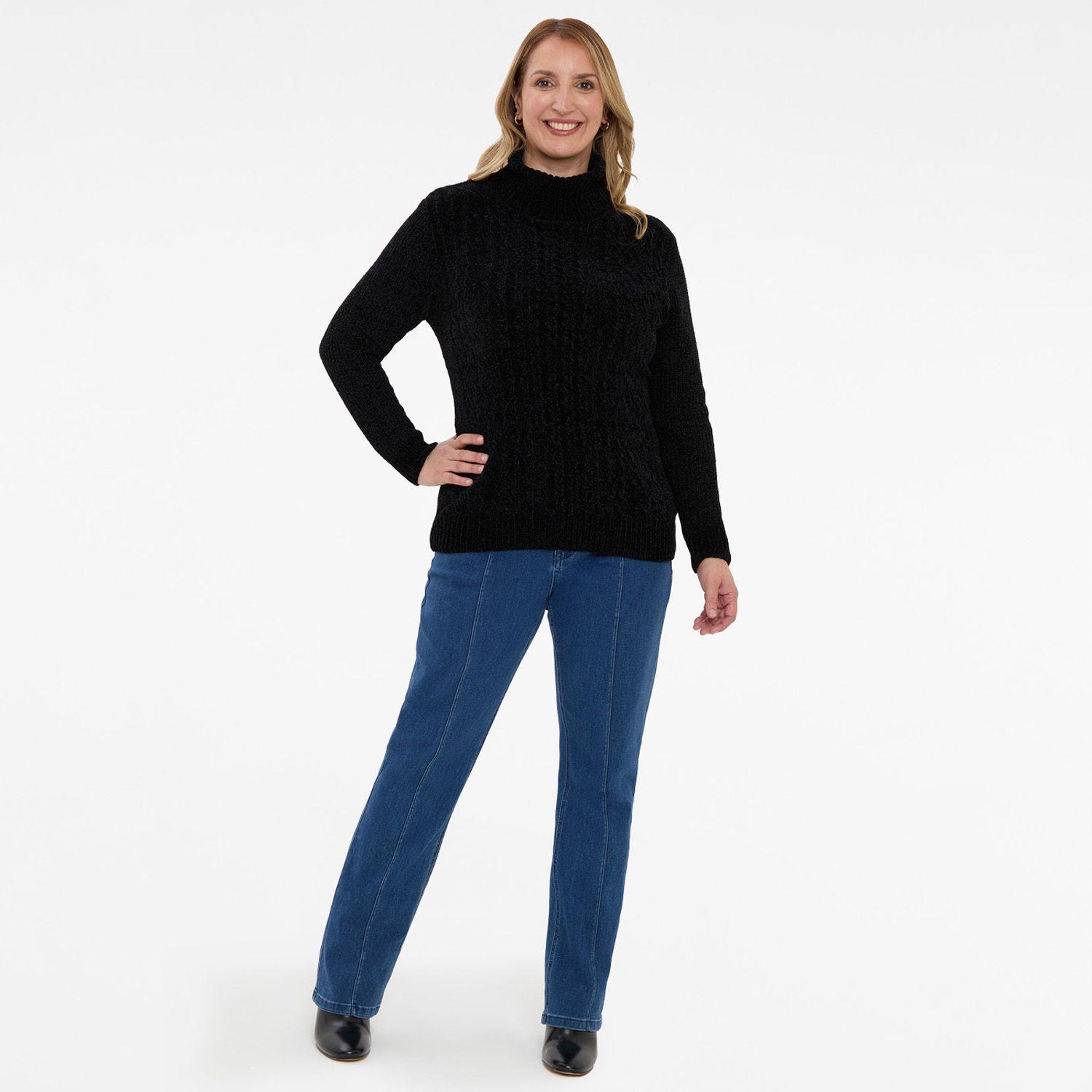 Sweater Mujer Trenzado Casual Negro-3