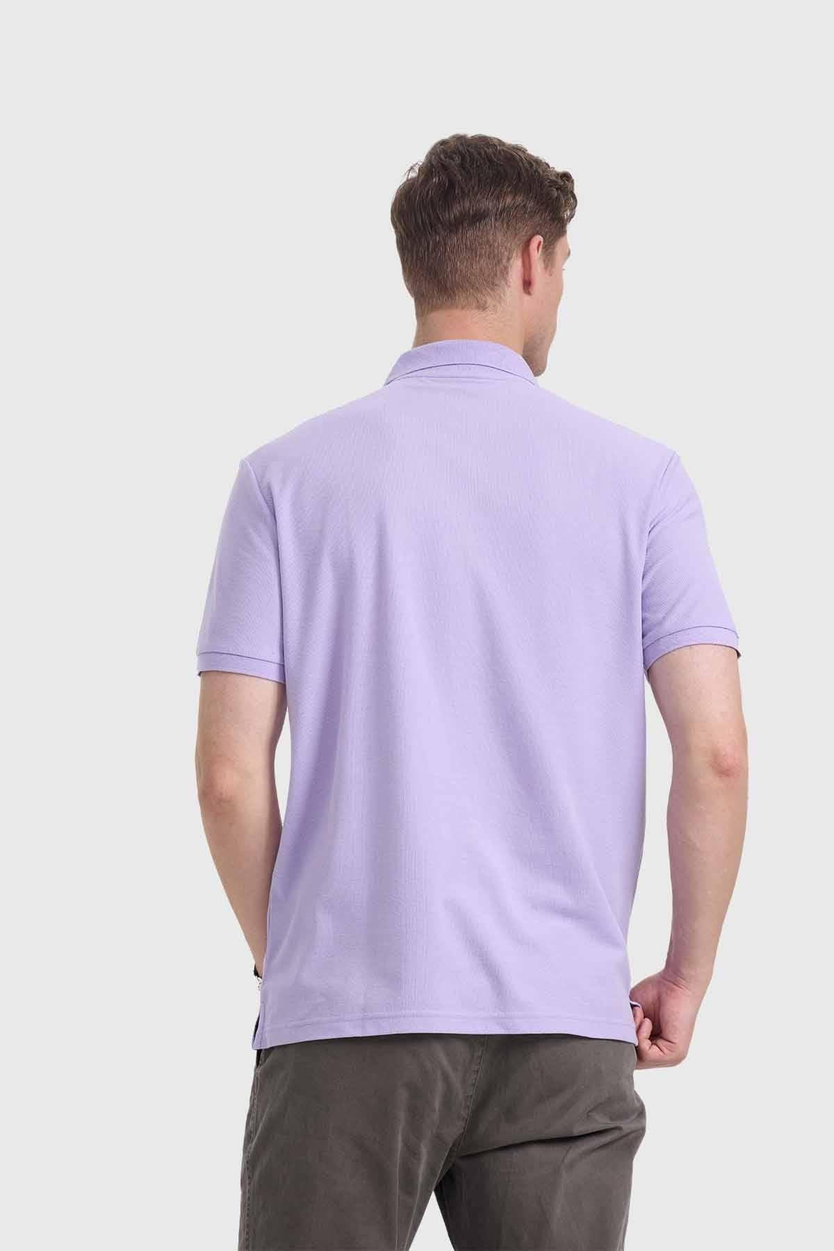 Polera Hombre Piqué Básica Lila-2