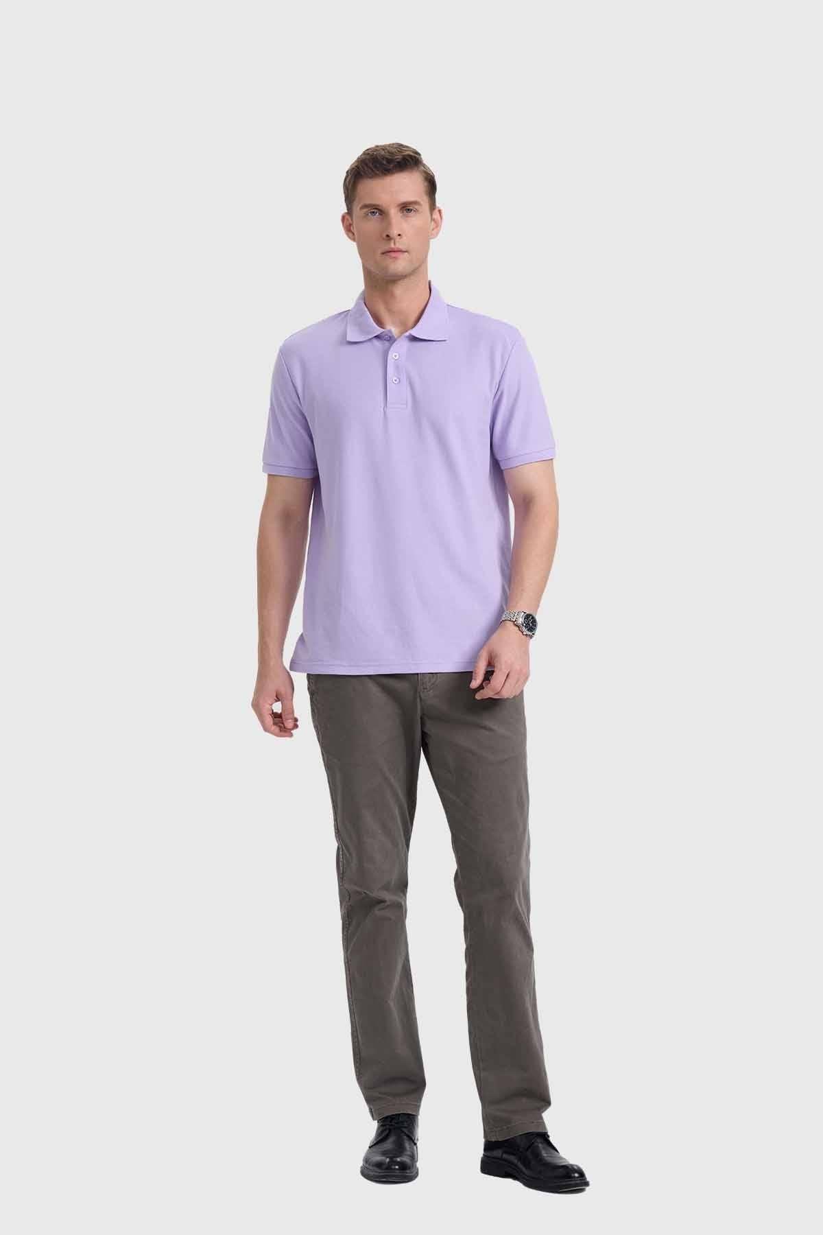 Polera Hombre Piqué Básica Lila-3