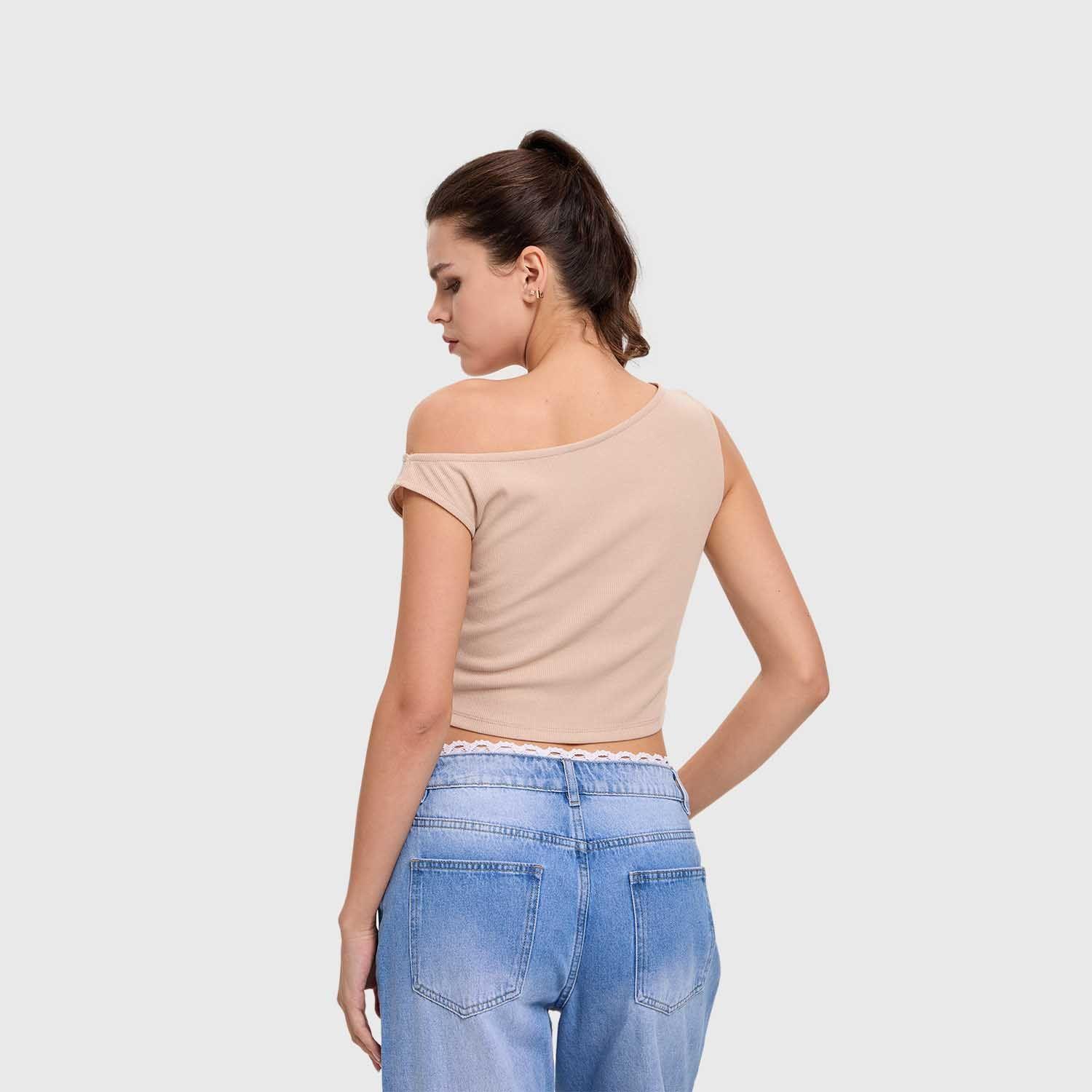 Polera Mujer Top Asímetrico Beige Fashion's Park-2