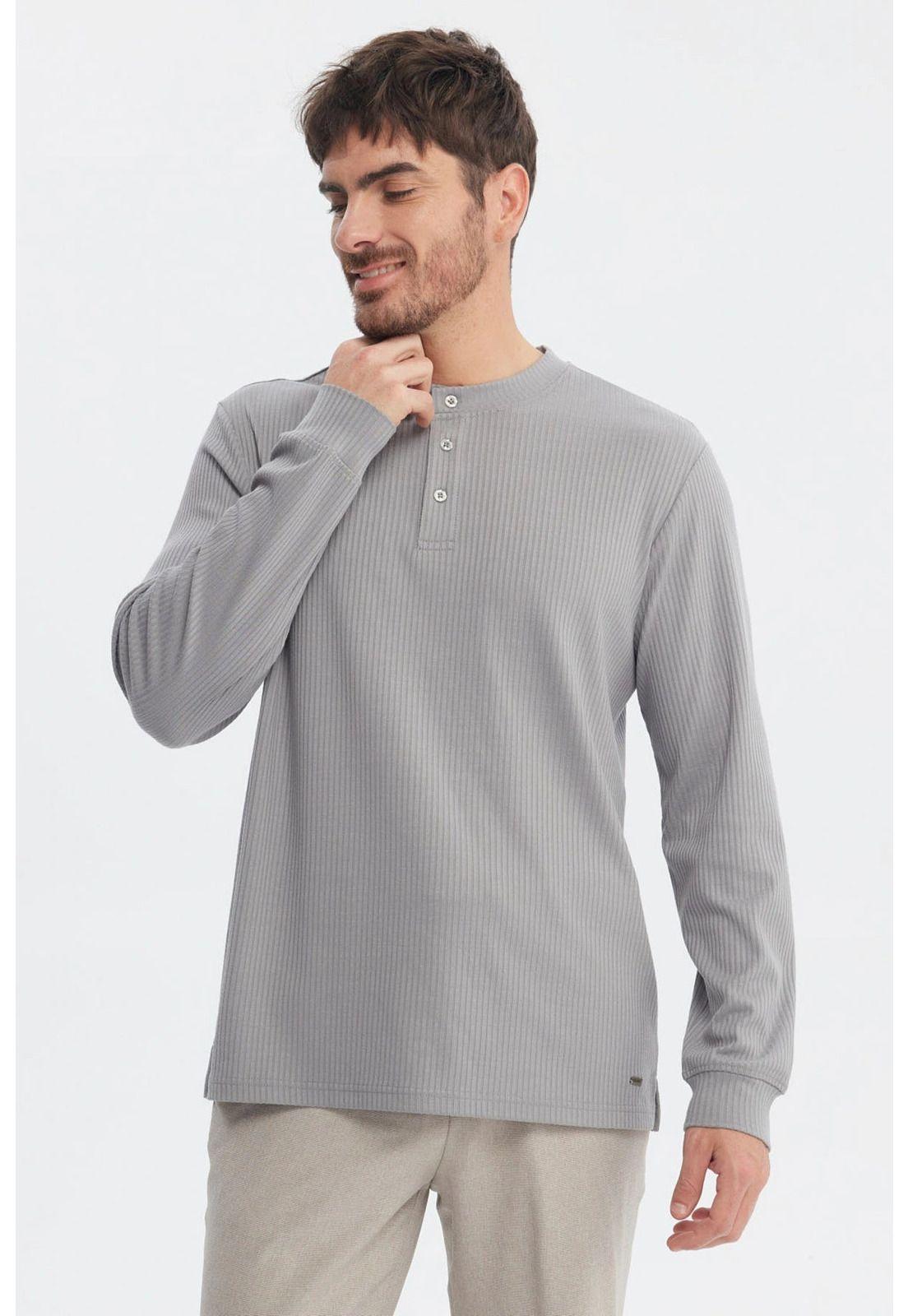 Polera Hombre Slim Gris - lll-0