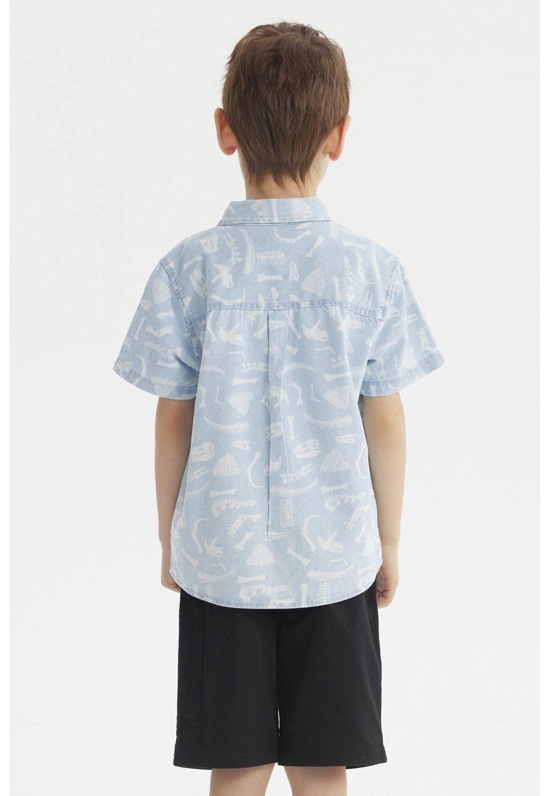 Camisa Niño Denim Dinosaurio Celeste-2