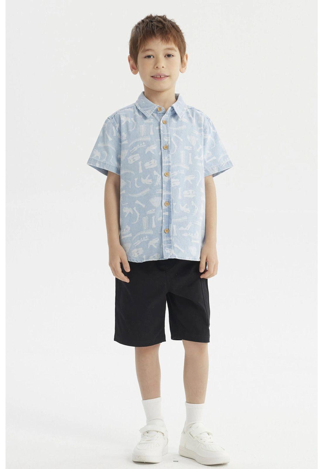 Camisa Niño Denim Dinosaurio Celeste-3