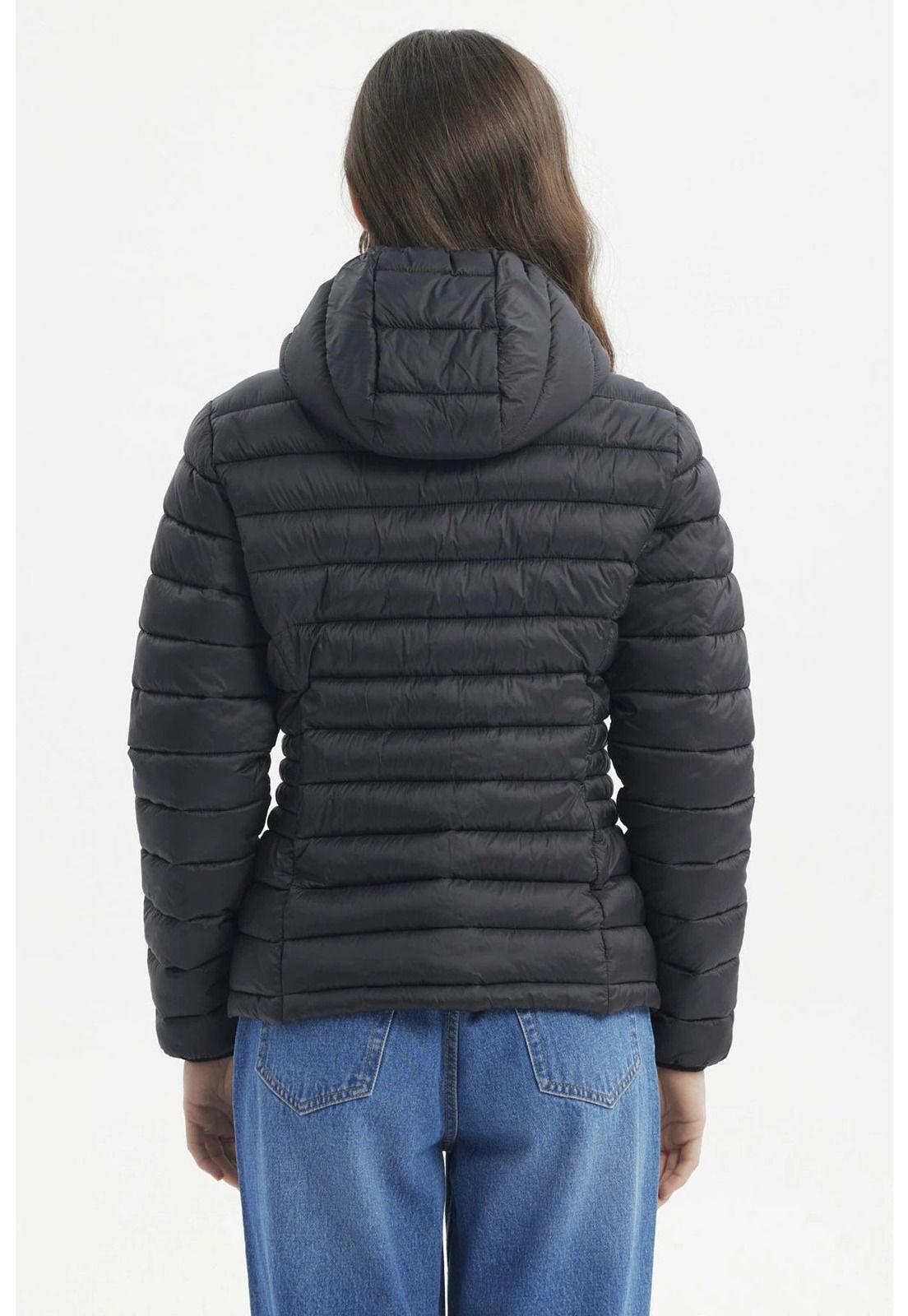 Parka Mujer Corta Plummy Cortes Negro-2