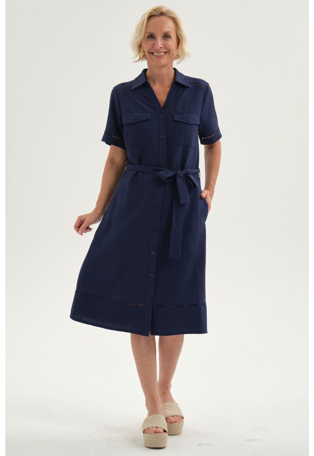 Vestido Mujer Cintura Ajustable Azul-0