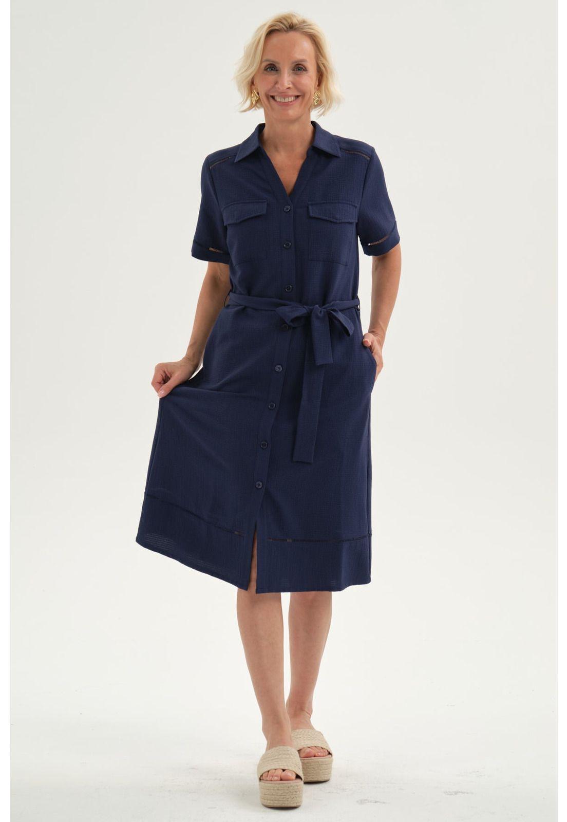 Vestido Mujer Cintura Ajustable Azul-1