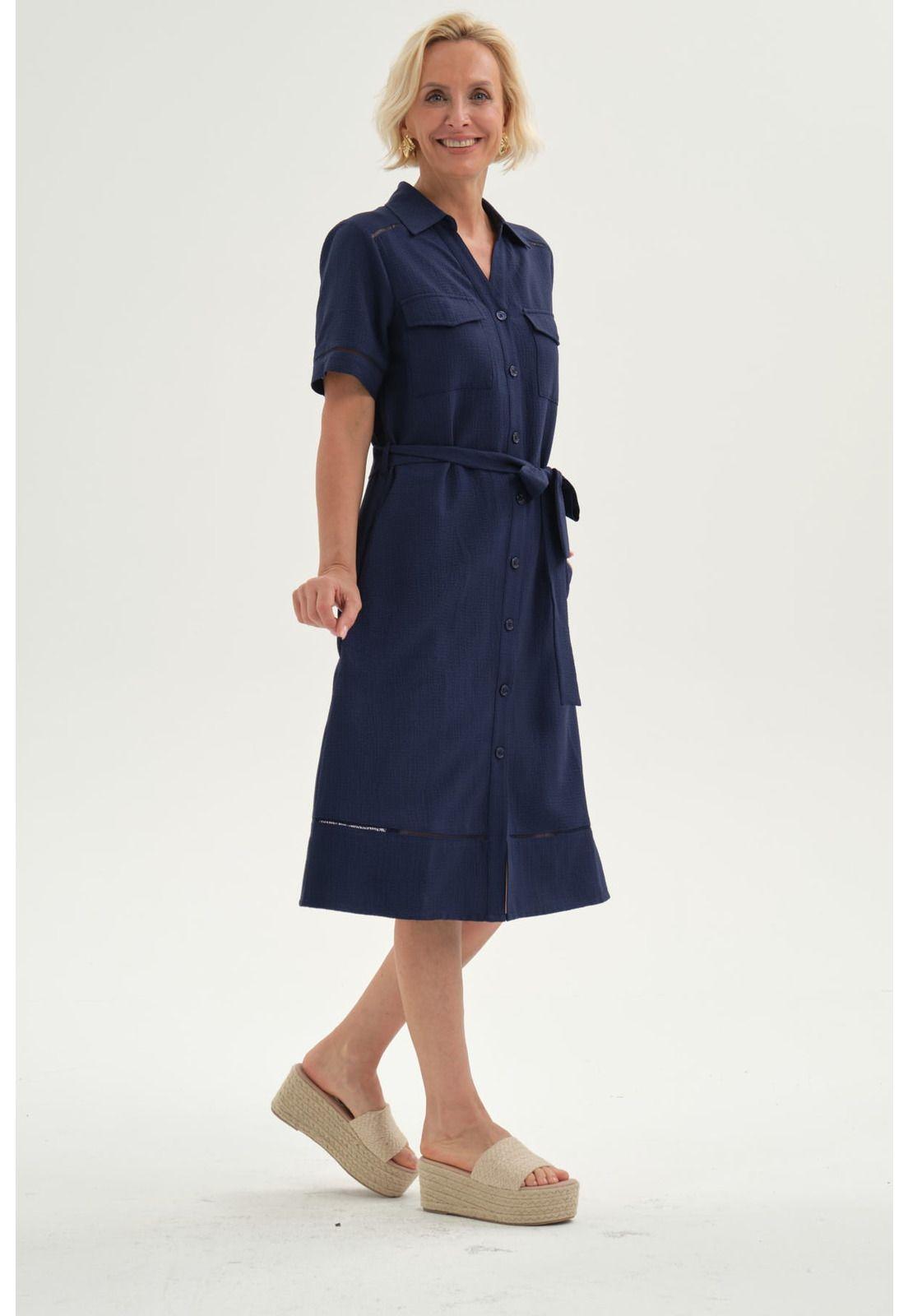 Vestido Mujer Cintura Ajustable Azul-2