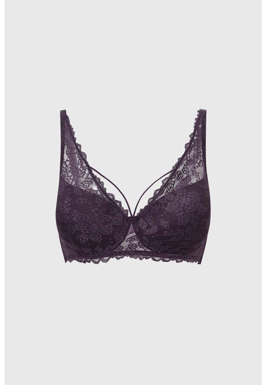 Sostén Mujer Copa Support Encaje Café Oscuro-0