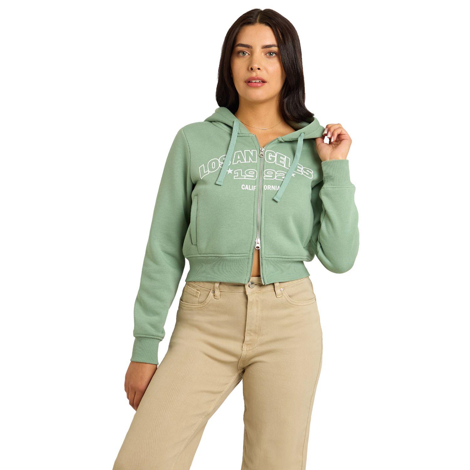 Polerón Mujer Print Verde Olivo Claro Fashion's Park-0