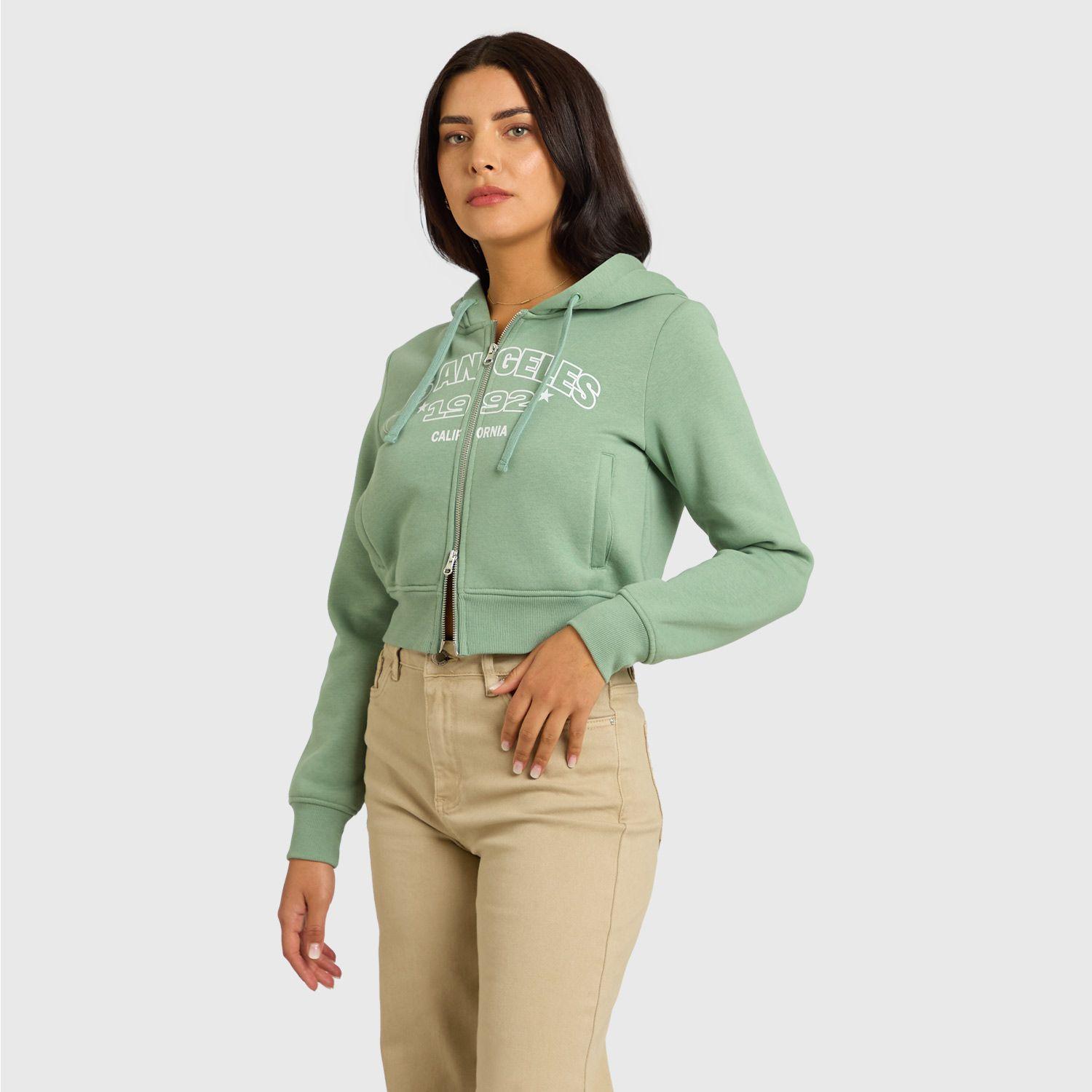 Polerón Mujer Print Verde Olivo Claro Fashion's Park-1
