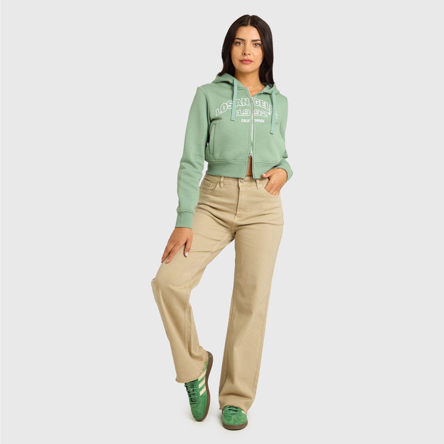 Polerón Mujer Print Verde Olivo Claro Fashion's Park-3