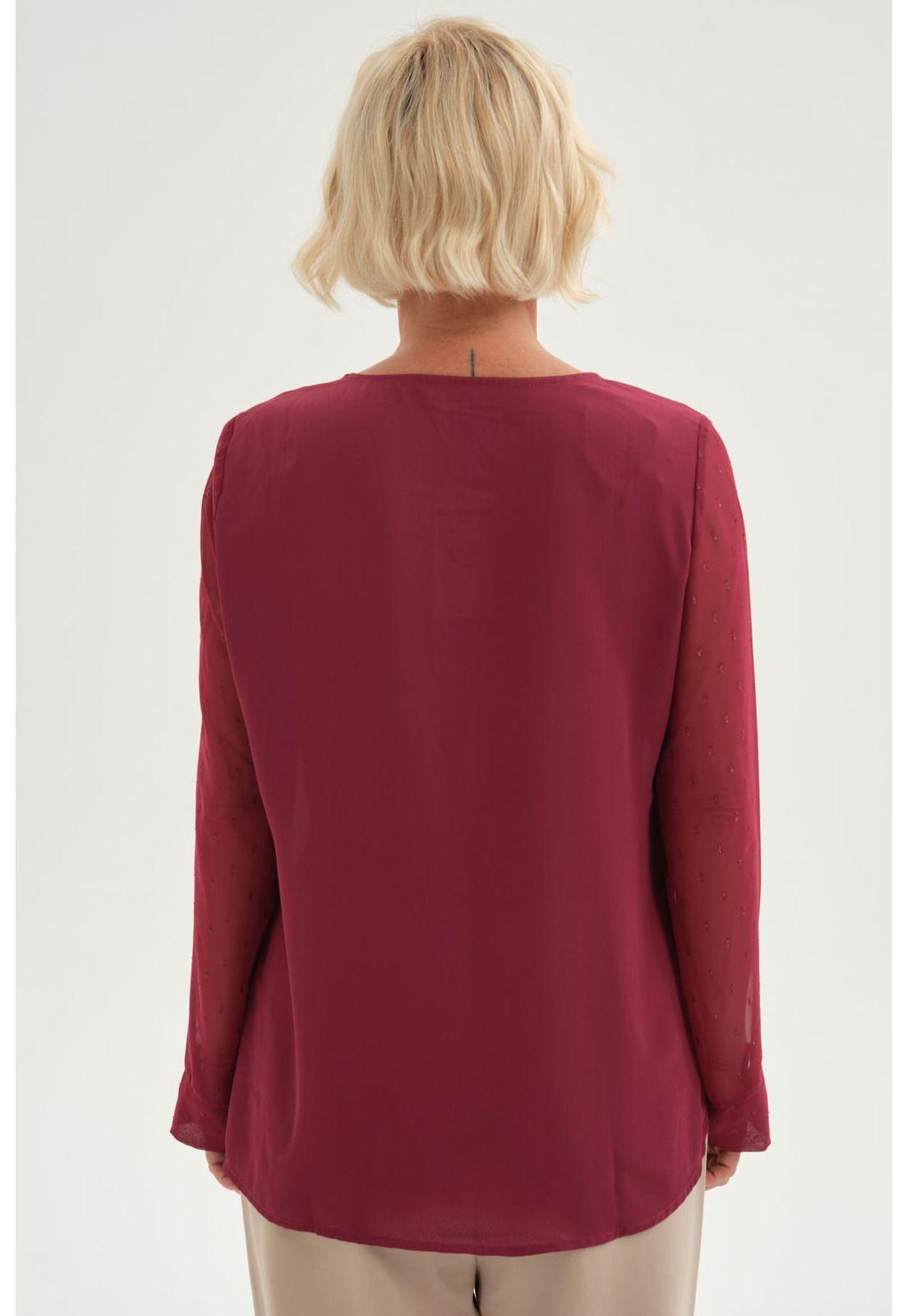 Blusa Mujer Blusa Escote Con Cierre Burdeo-2