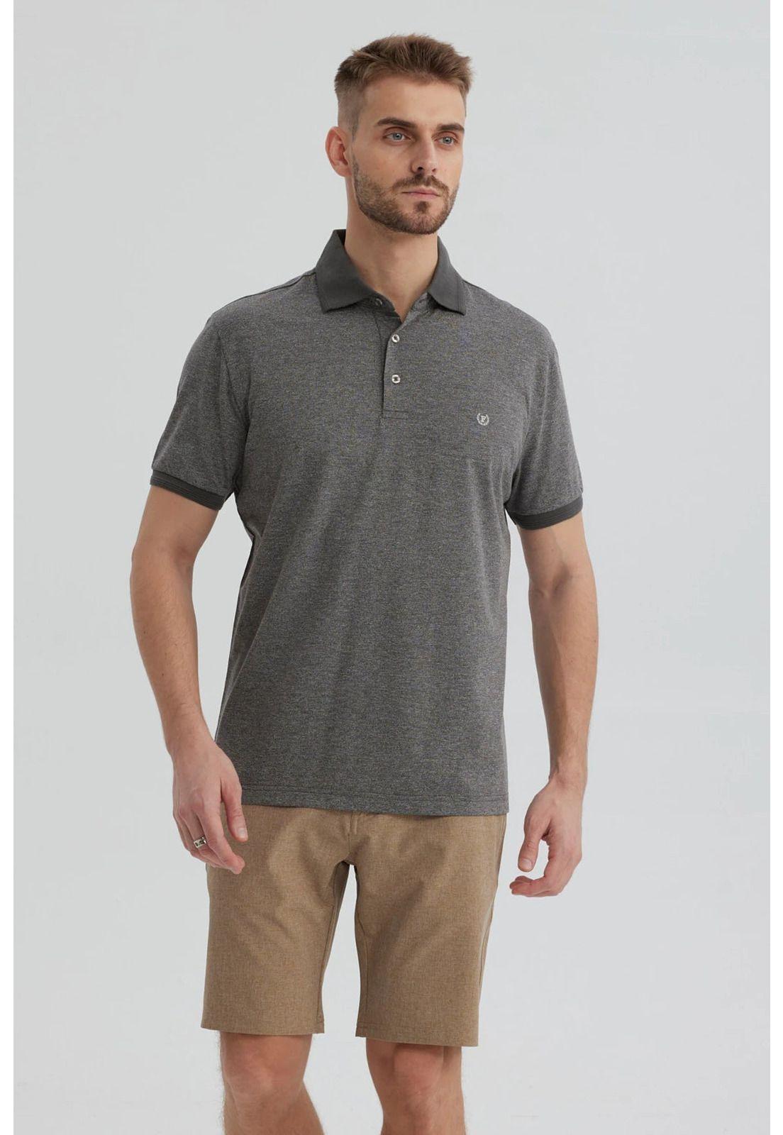 Polera Hombre Con Contraste Gris-0