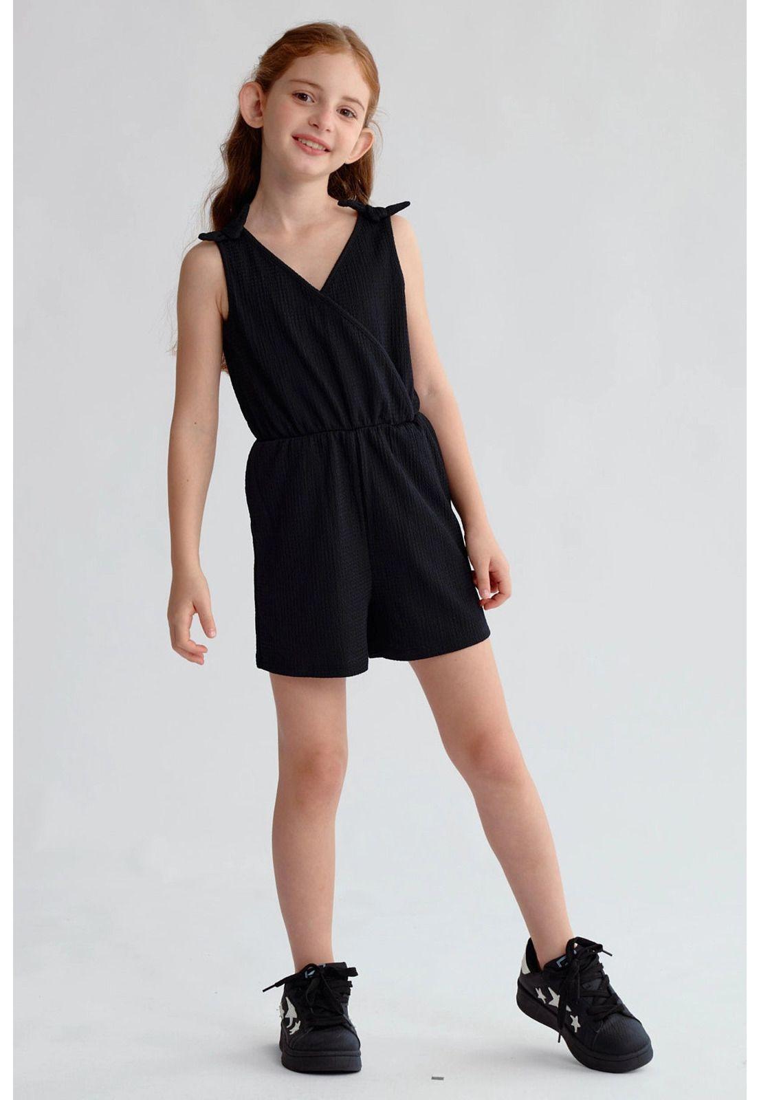 Enteritos Niña Con Nudos en Hombro Negro-0