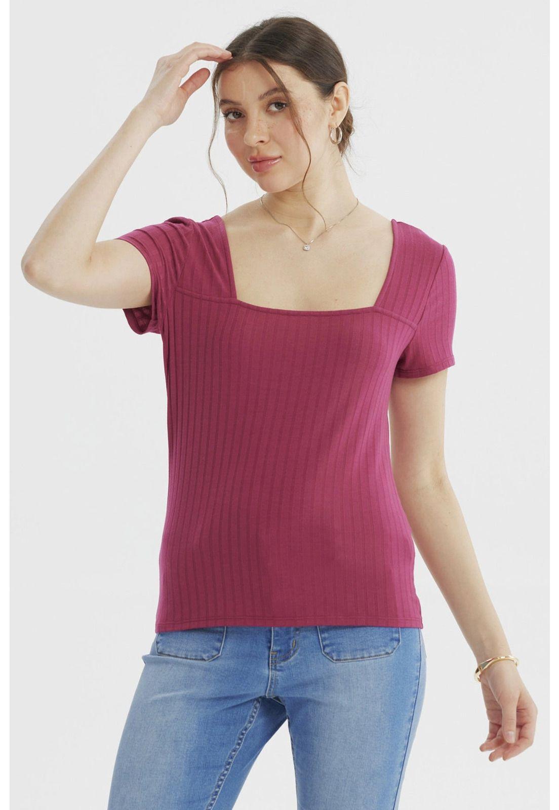 Polera Mujer Ajustado Fucsia-1