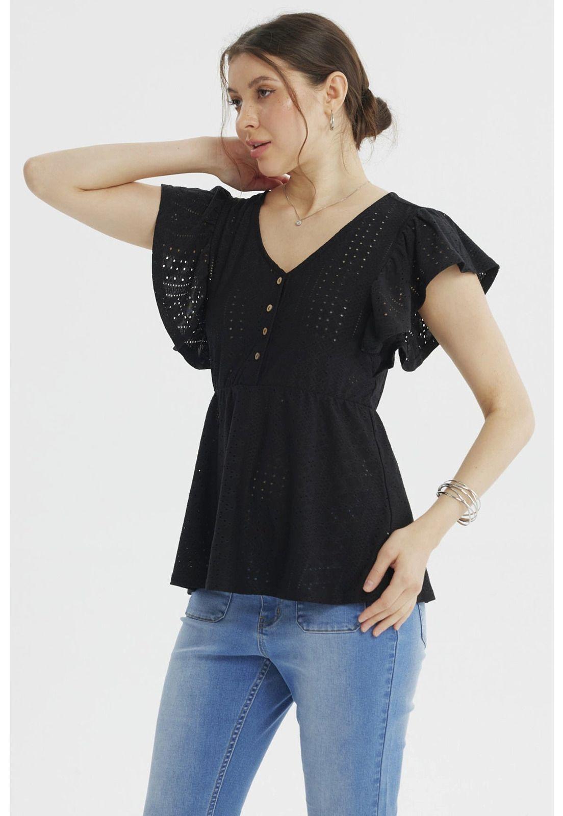 Polera Mujer Pata Botón Blanco-1