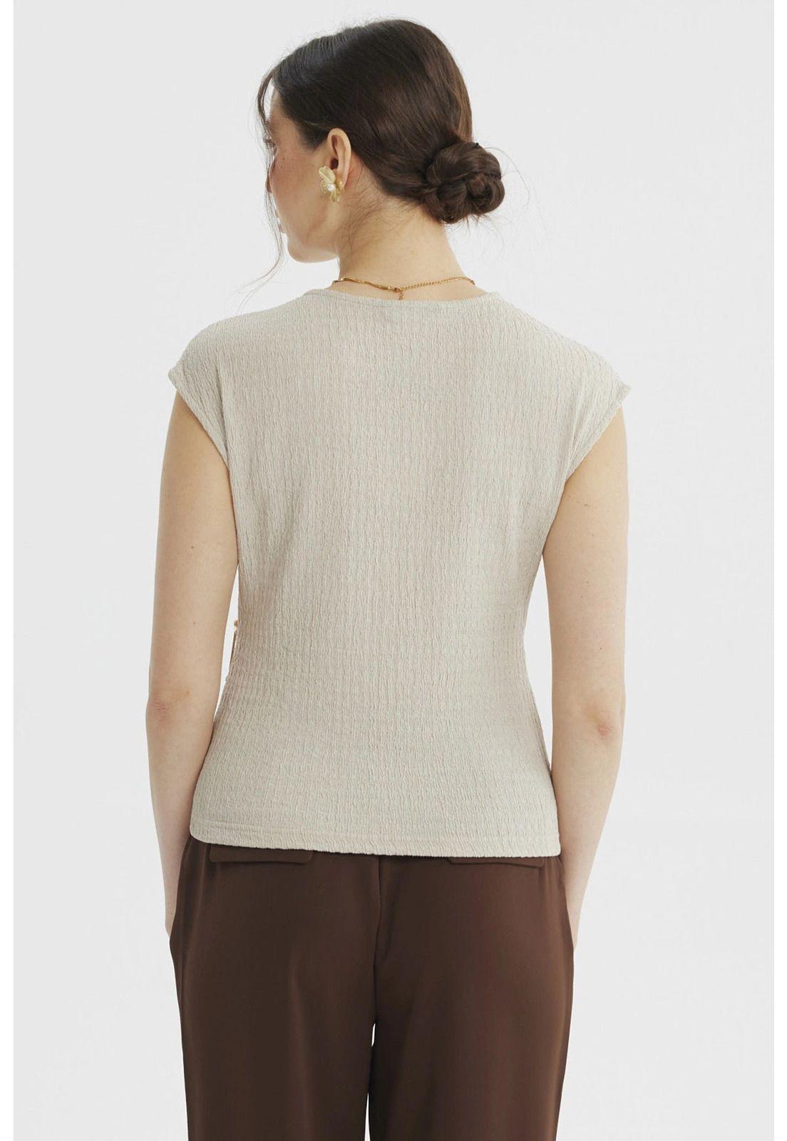 Polera Mujer Cruzado Textura Arena-2