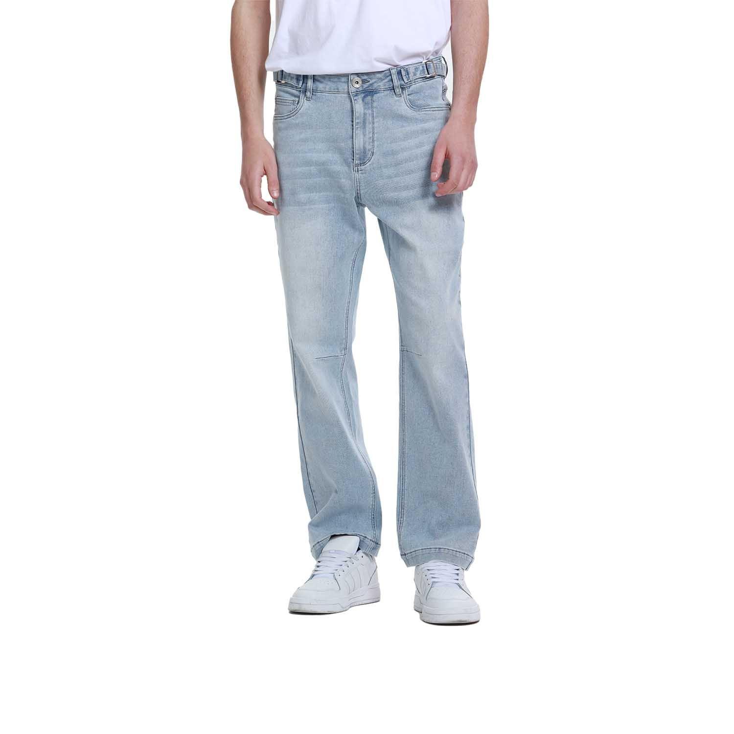 Jeans Hombre Straight Costura Azul Claro-0