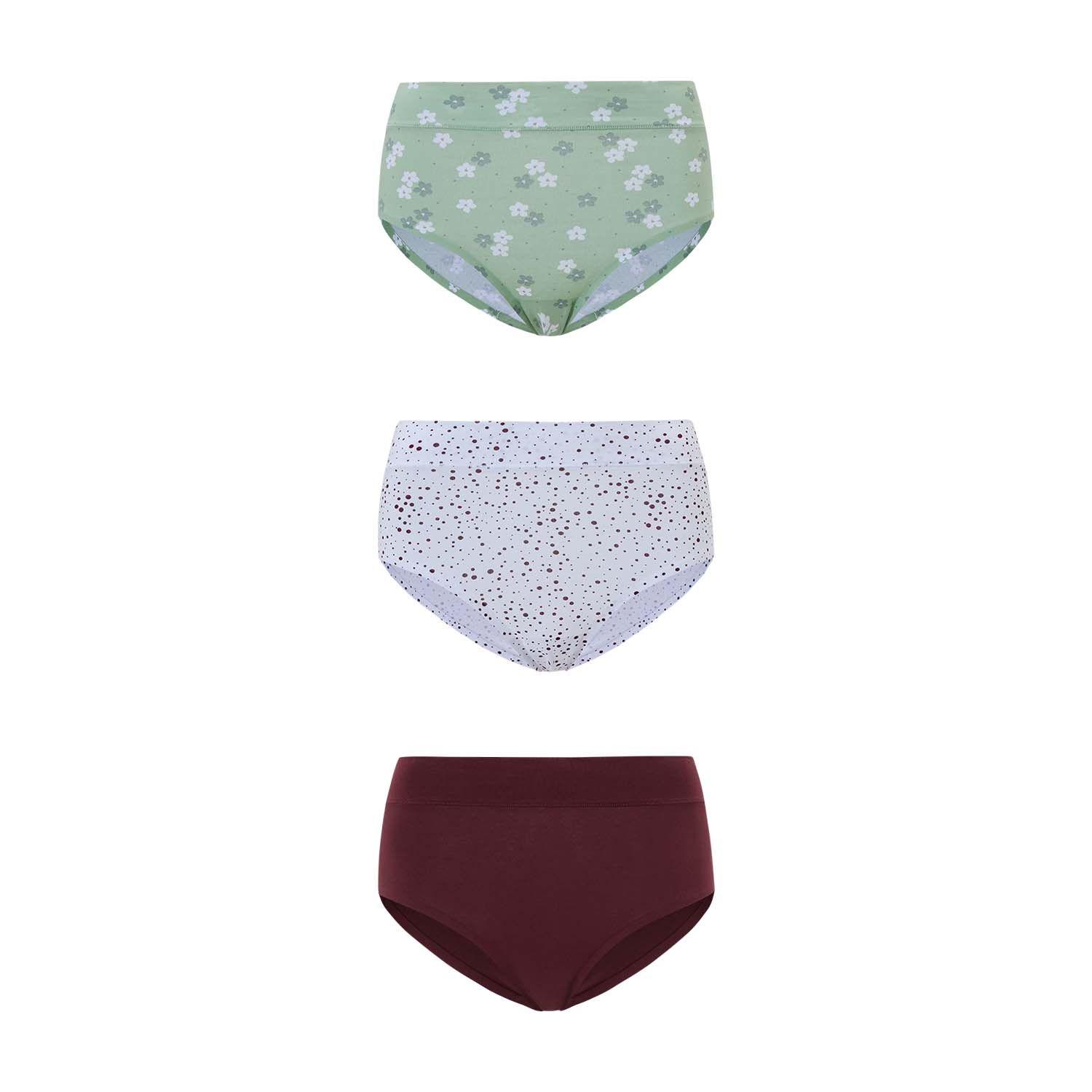 Calzón Mujer Tripack Tiro Alto Algodón Menta Fashion's Park-0