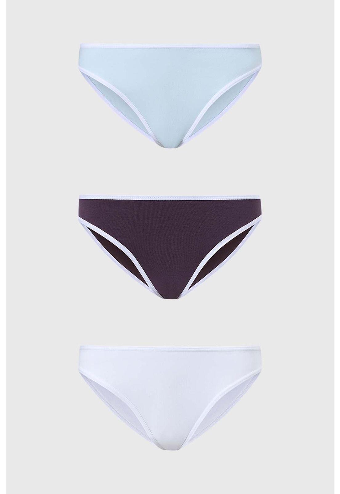Calzón Mujer Tripack Bikini Liso Azul Claro-0