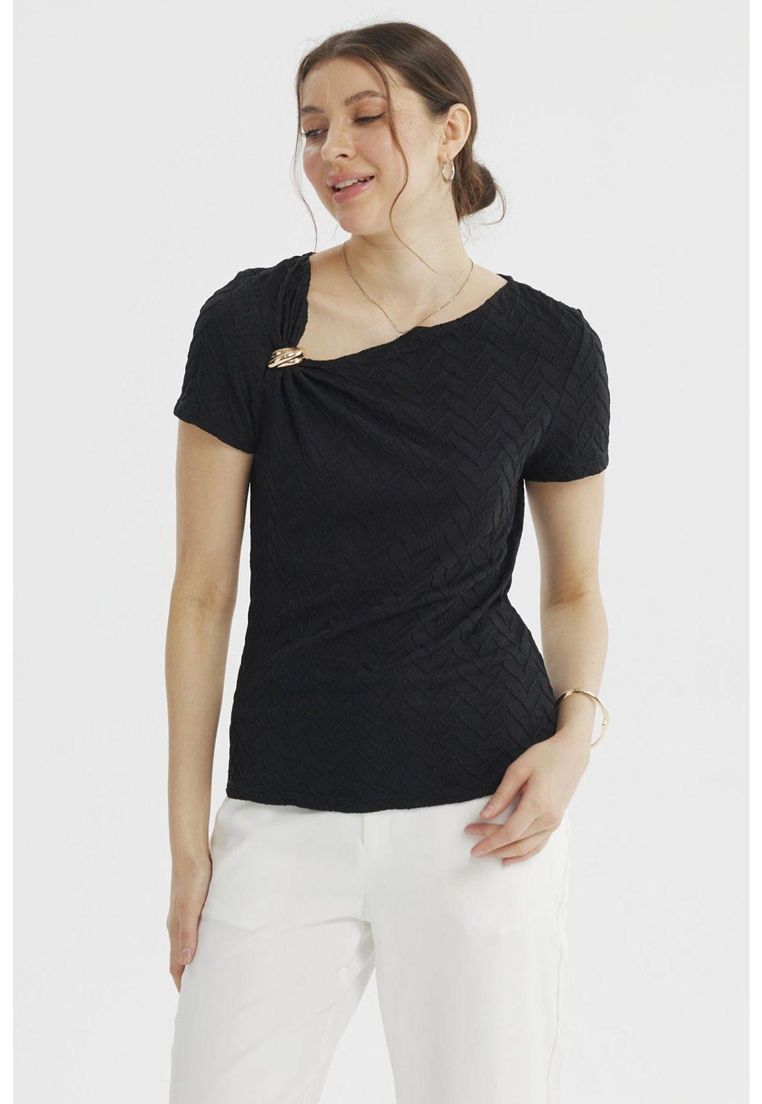 Polera Mujer Cuello Asimétrico Negro - ll-0