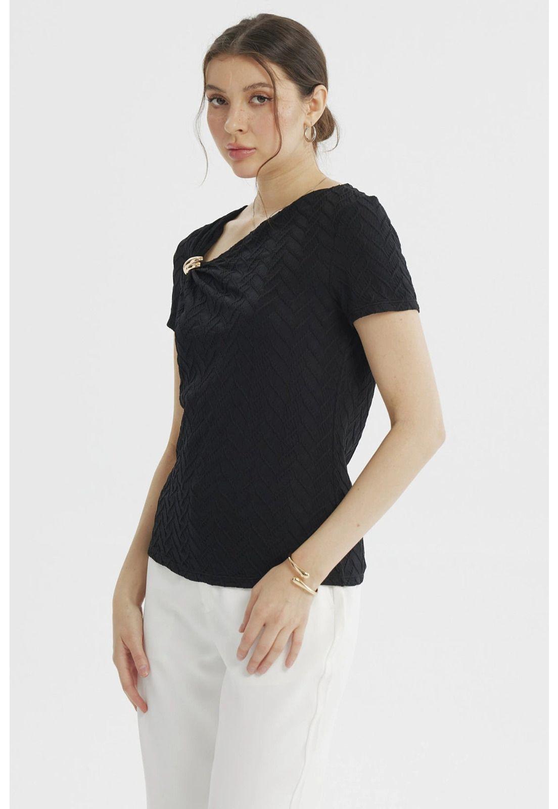 Polera Mujer Cuello Asimétrico Negro - ll-1