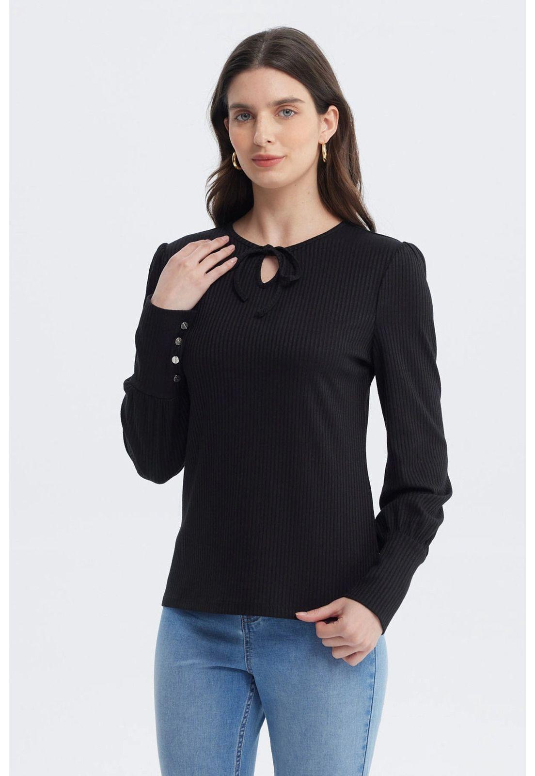 Polera Mujer Slim Negro - Vl-0