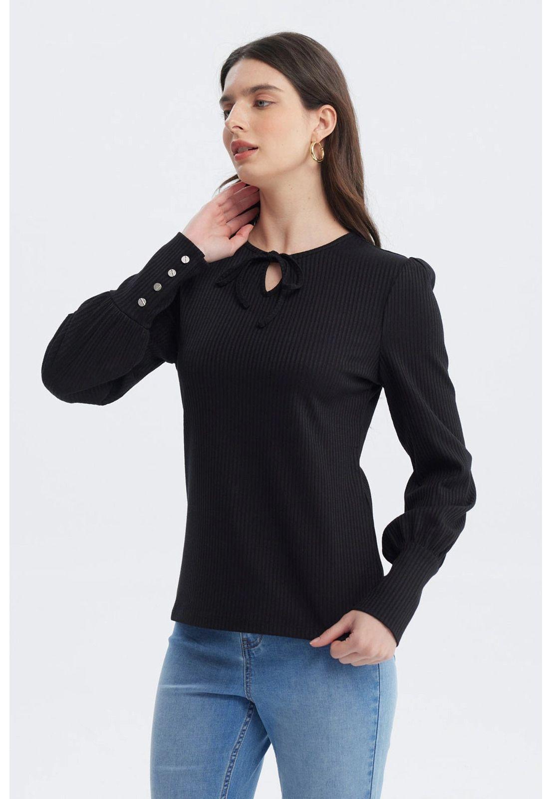 Polera Mujer Slim Negro - Vl-1