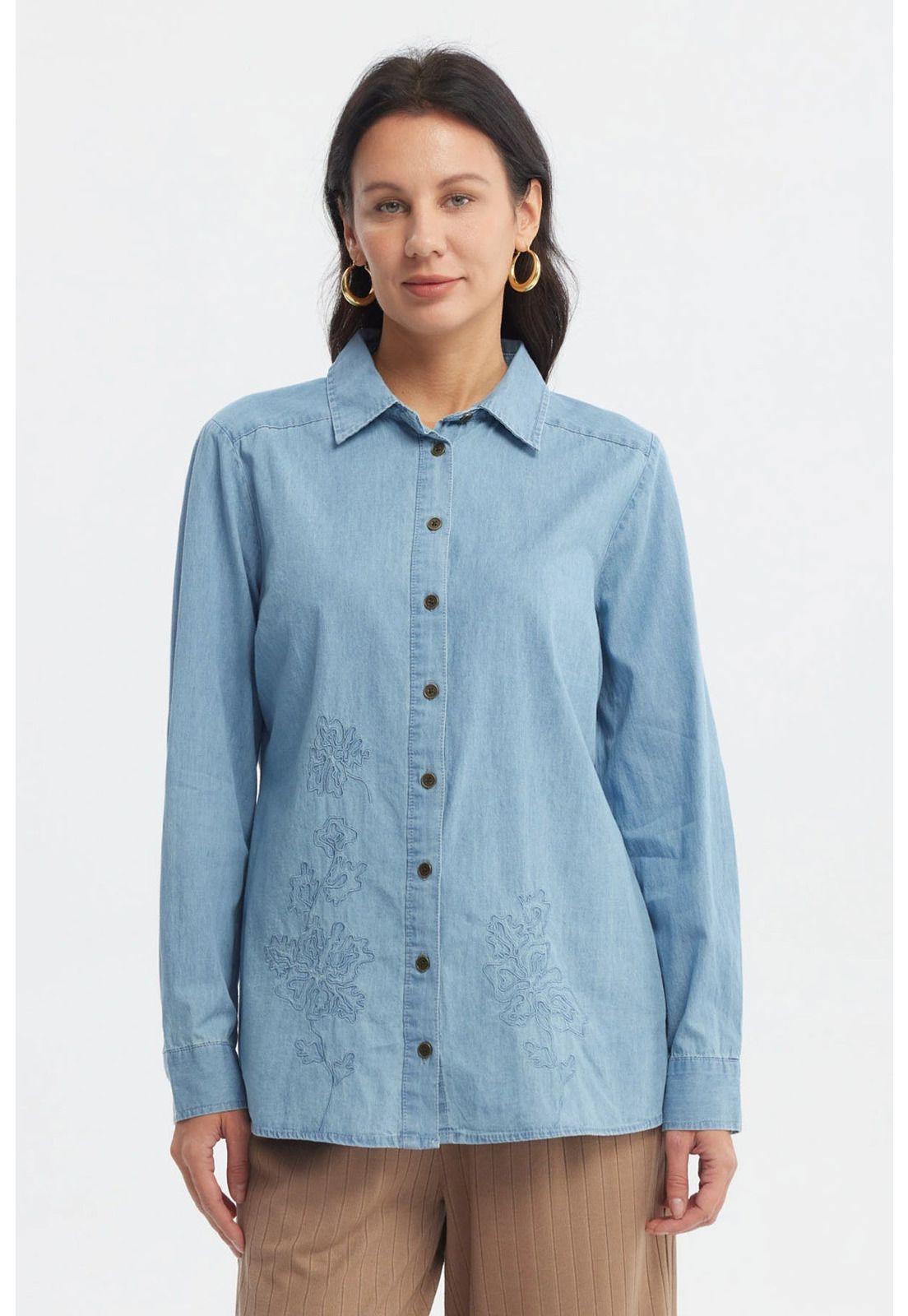 Blusa Mujer Mezclilla Azul Claro-0