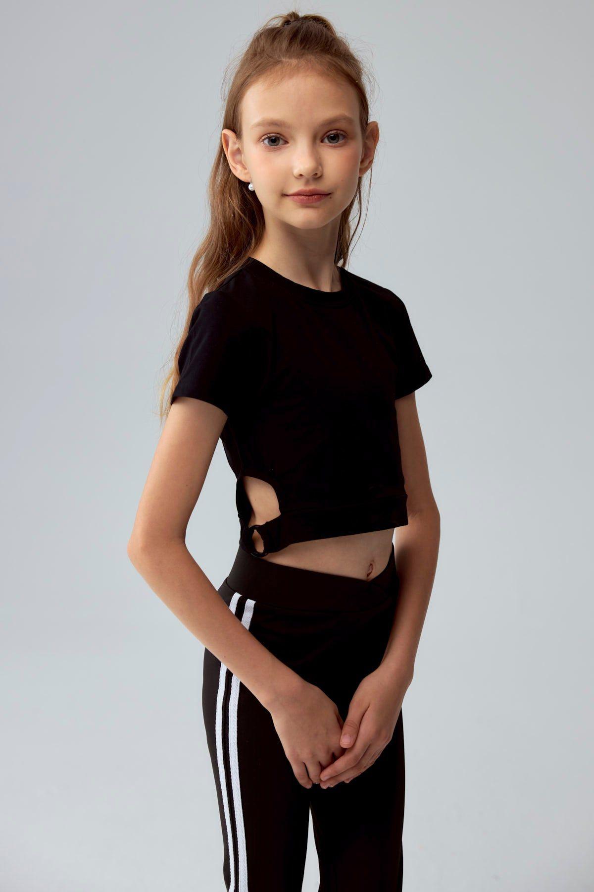 Polera Niña Argolla Costado Negro-1