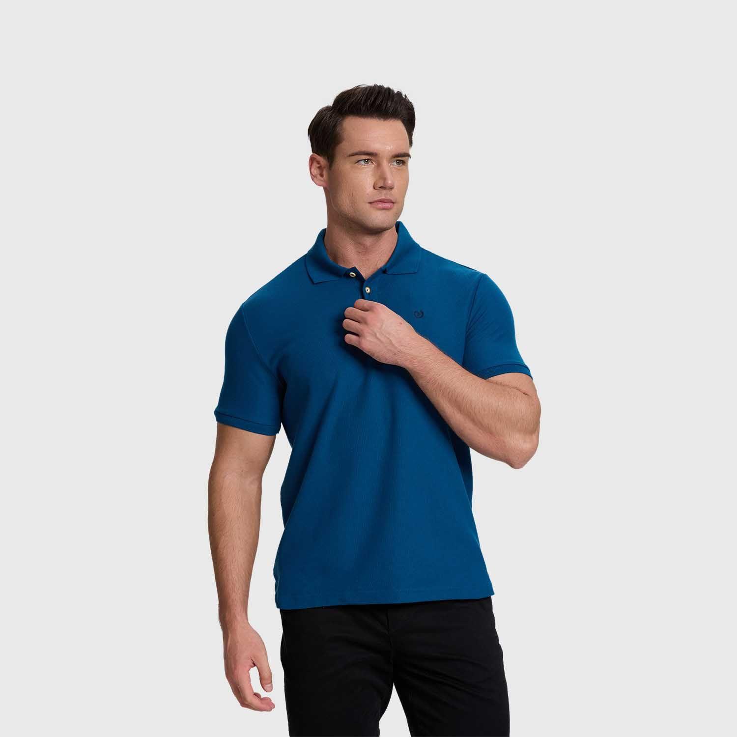Polera Hombre Pique Básica Lisa Azul Claro Fashion's Park-1