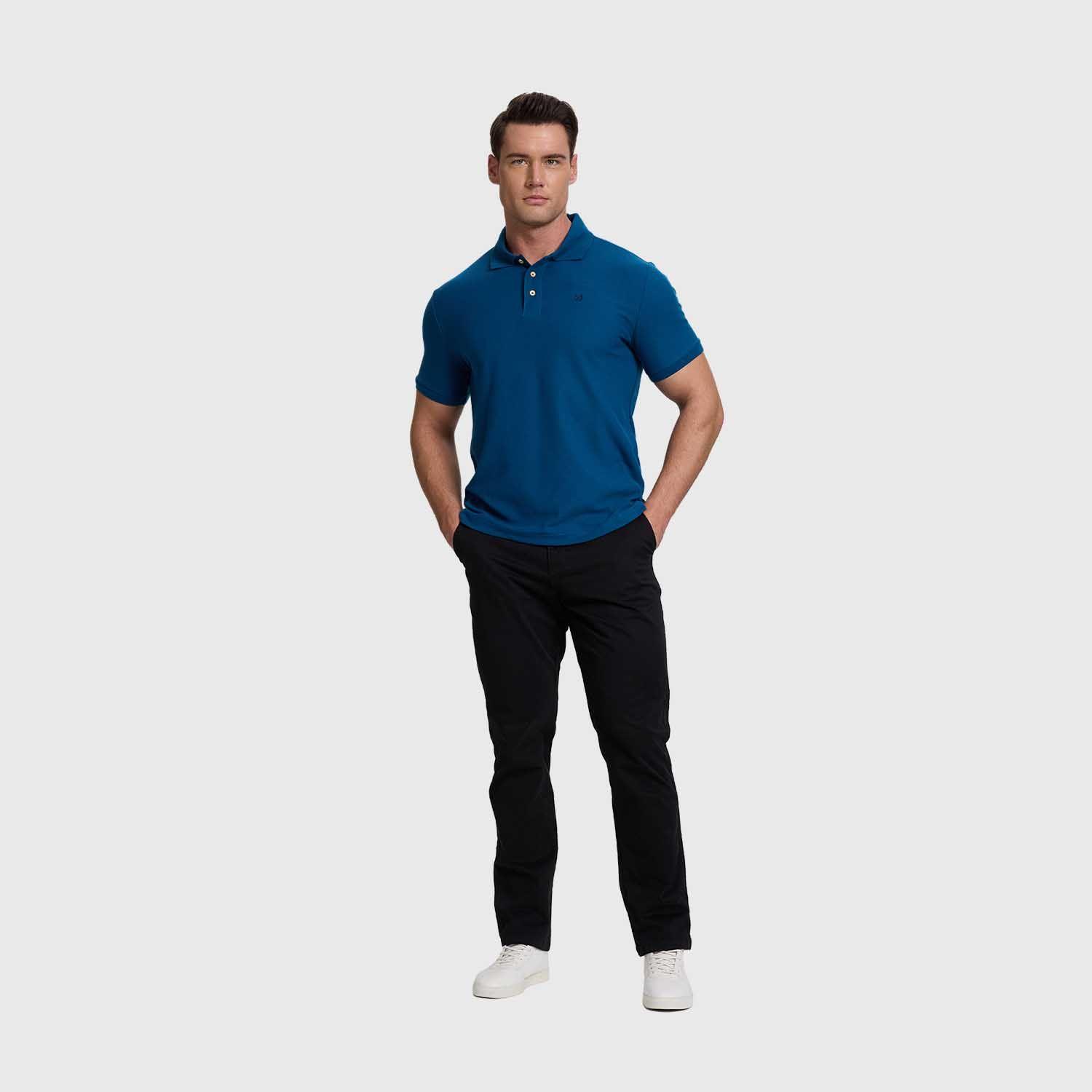 Polera Hombre Pique Básica Lisa Azul Claro Fashion's Park-3