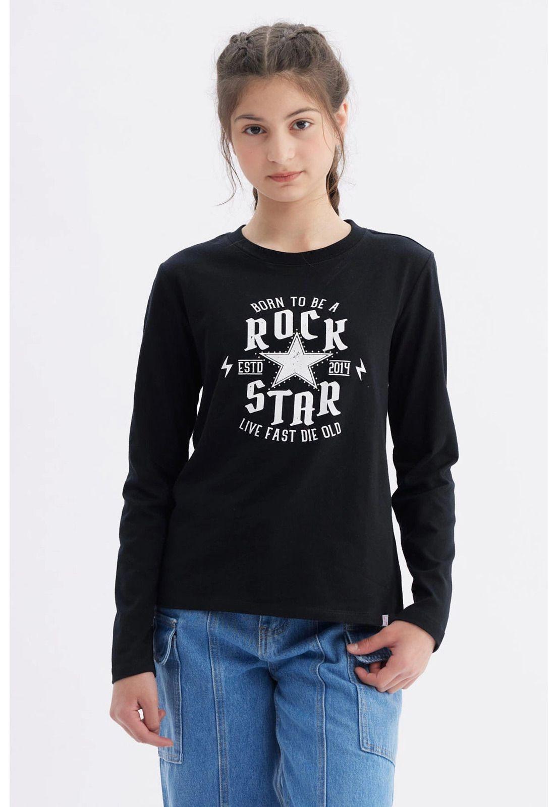 Polera Niña Básica Teen Negro-0