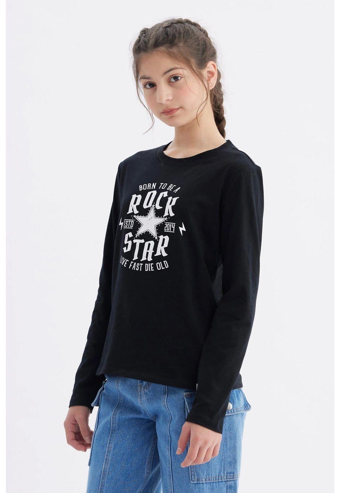 Polera Niña Básica Teen Negro-1