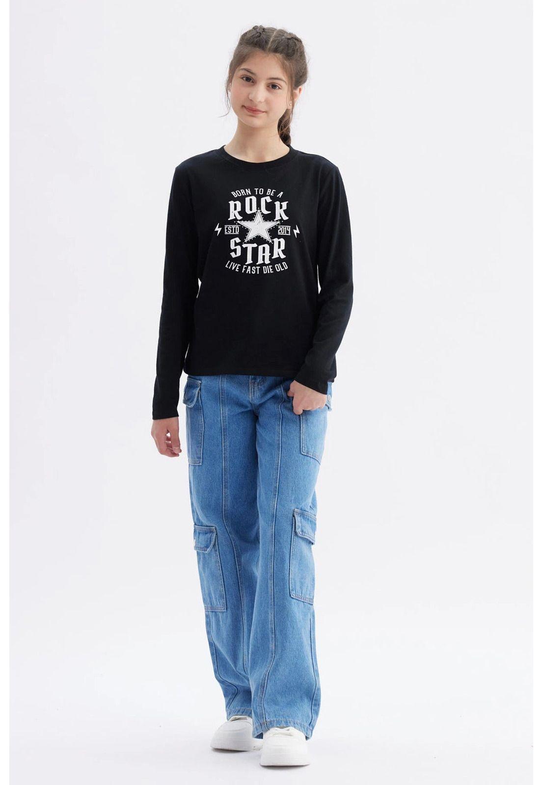 Polera Niña Básica Teen Negro-3