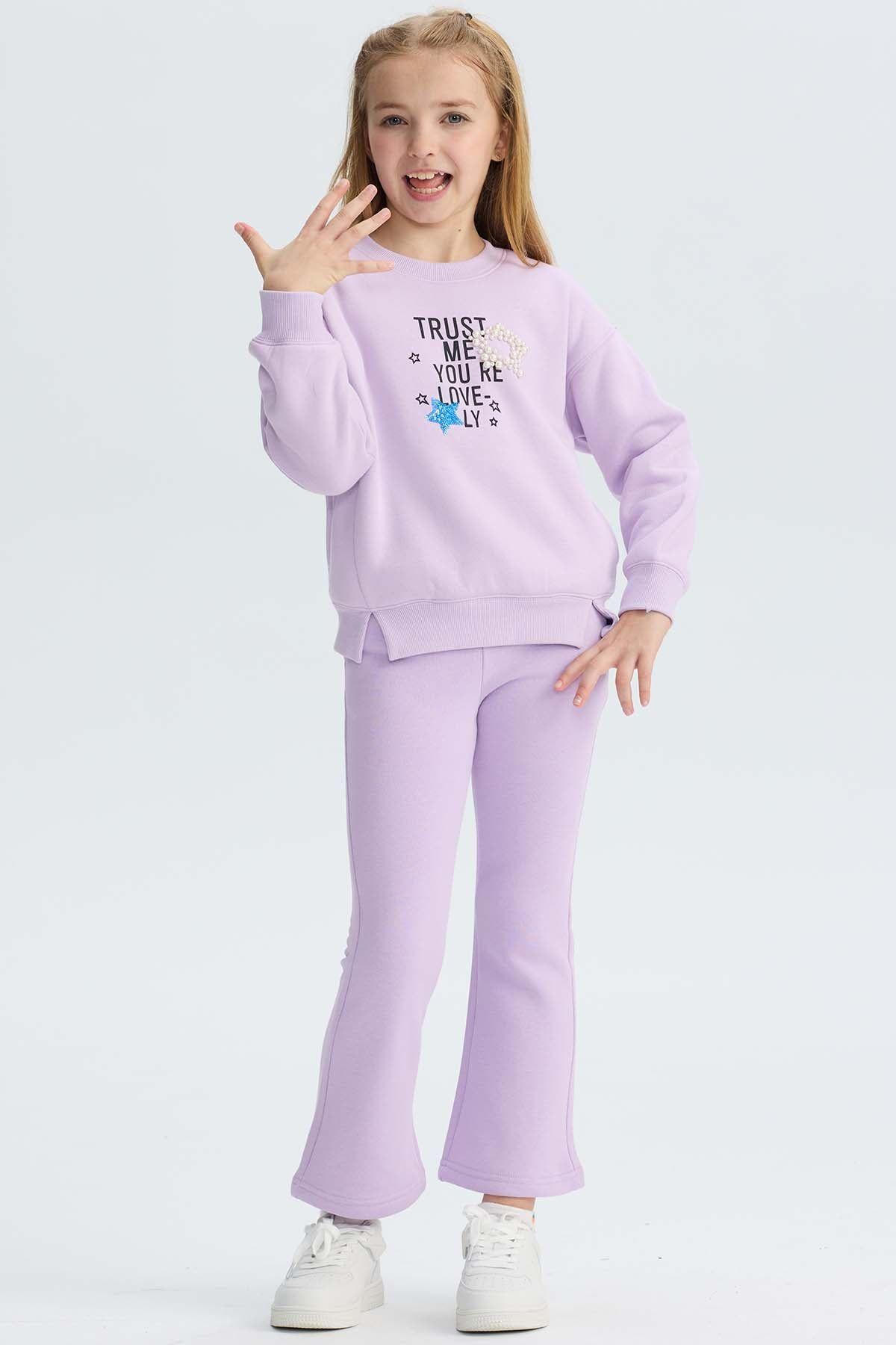 Polerón Niña Cerrado Con Print Lila-3