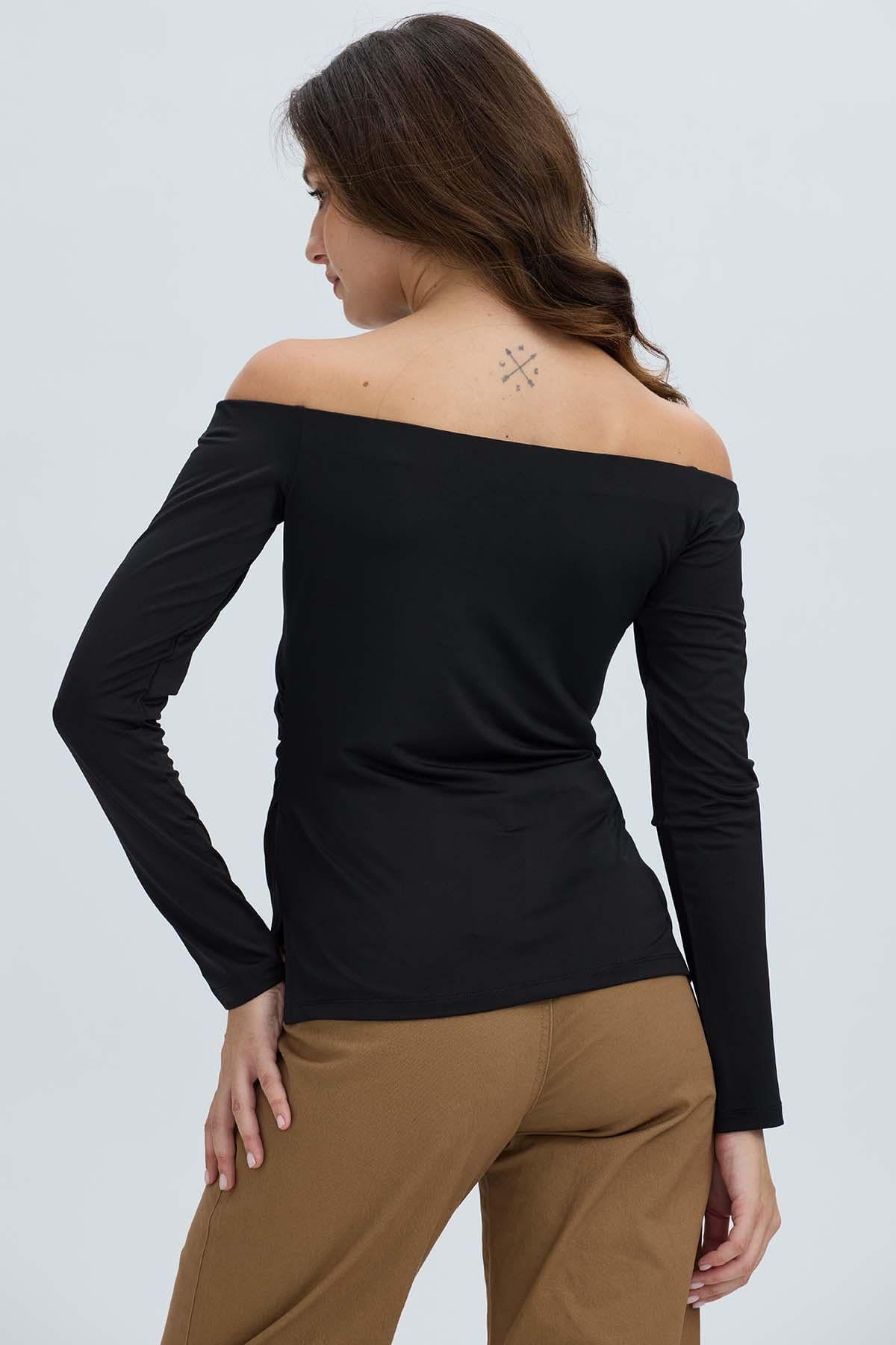 Polera Mujer Escote Bardot Negro-2